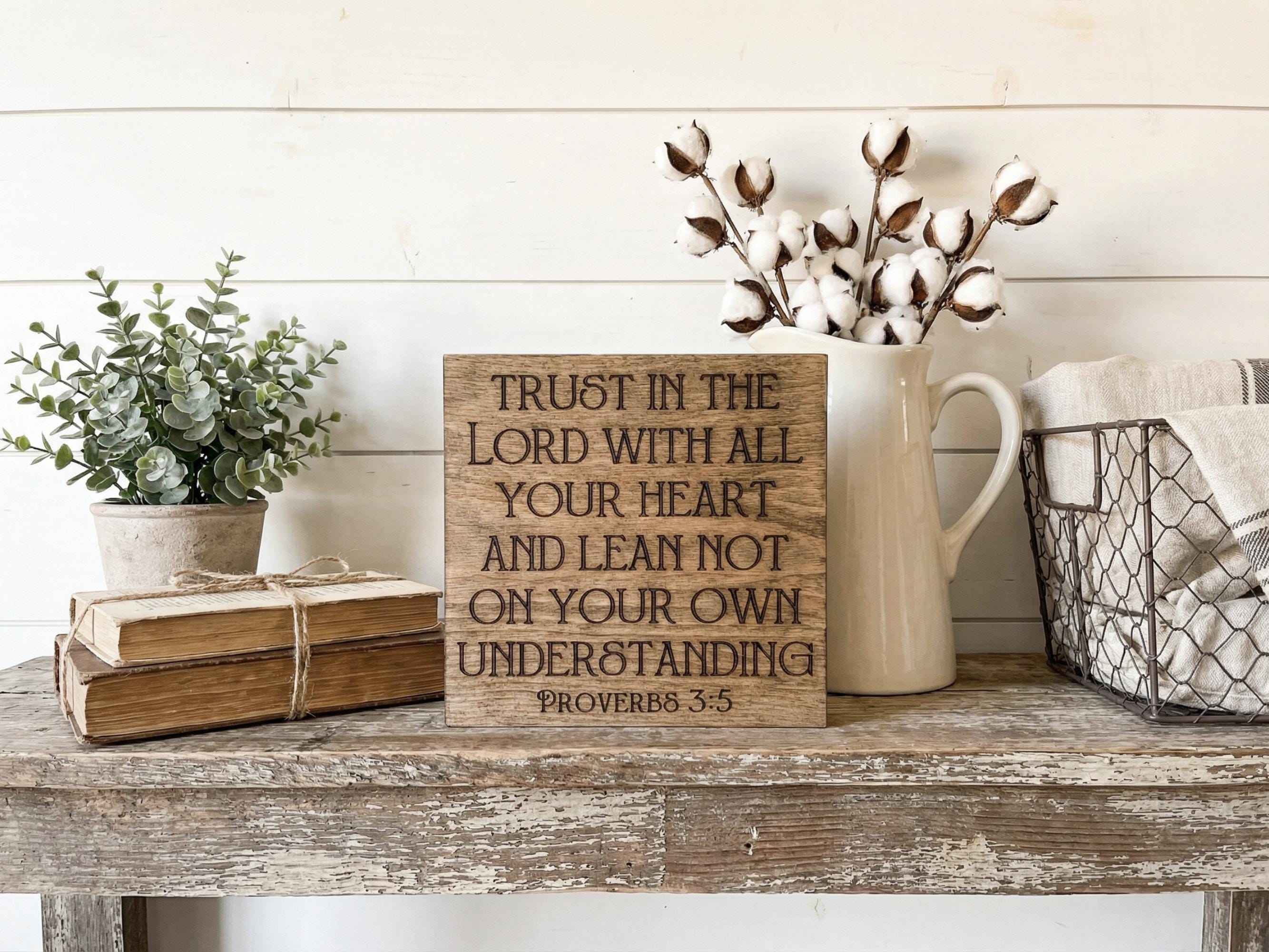 Proverbs 3:5 Freestanding Reclaimed Wood Bible Verse Sign