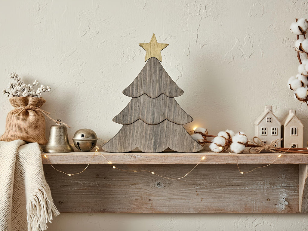 Reclaimed Wood Christmas Tree with Gold Star