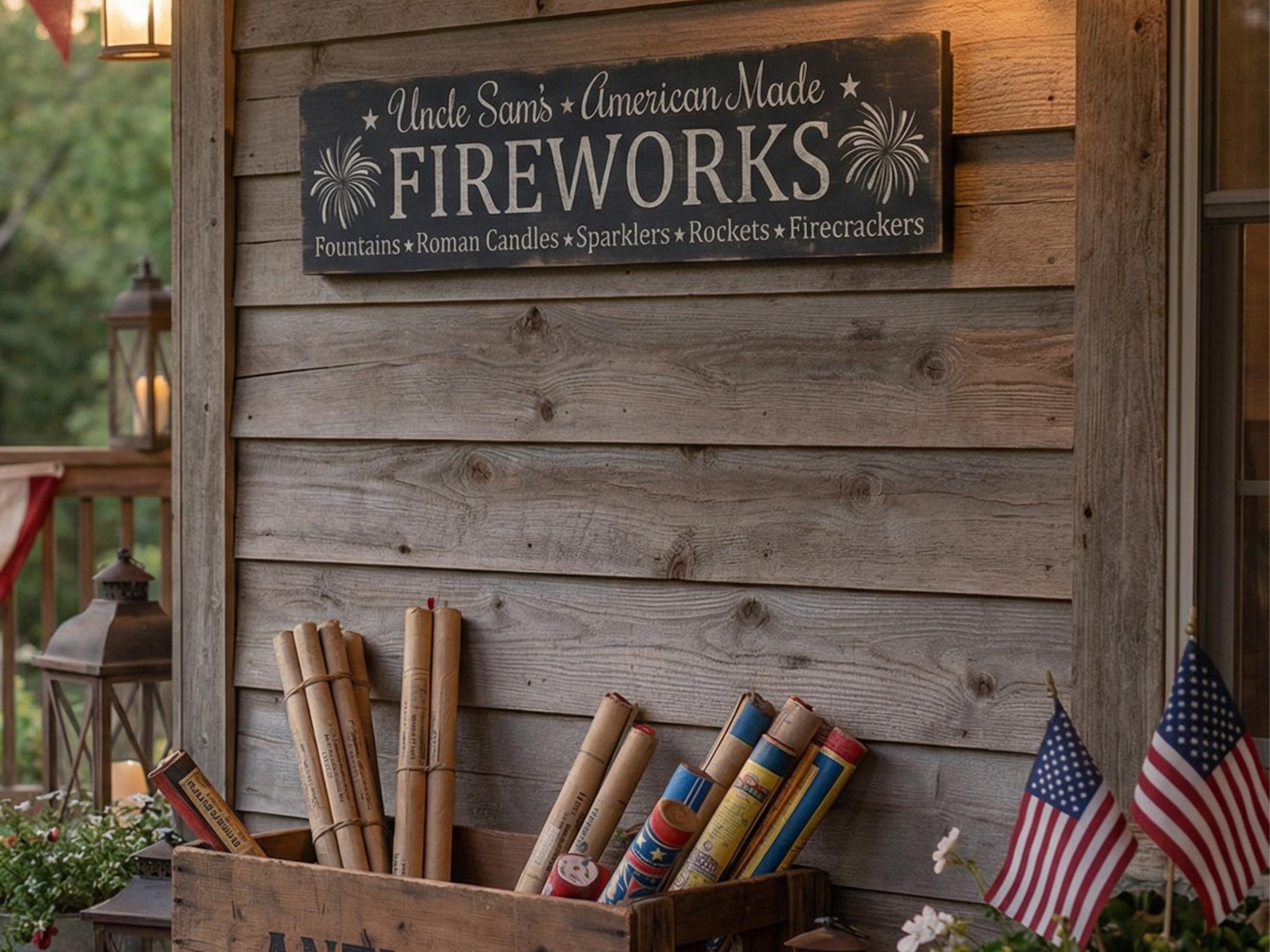 Antique Style Fireworks Sign