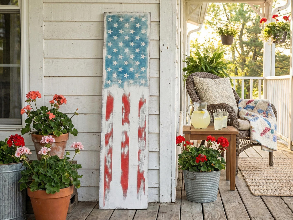 Antique Style Wooden American Flag
