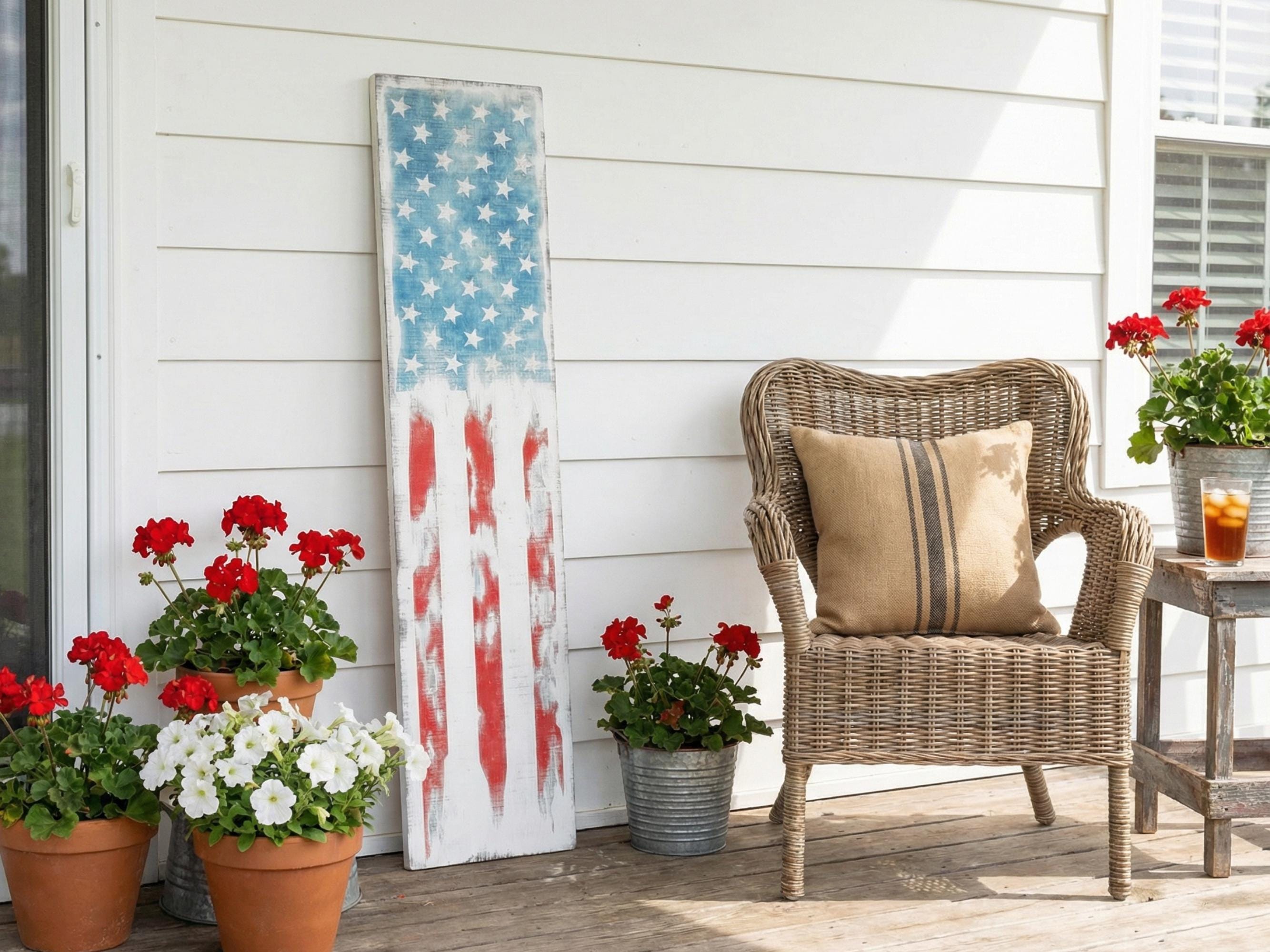 Antique Style Wooden American Flag