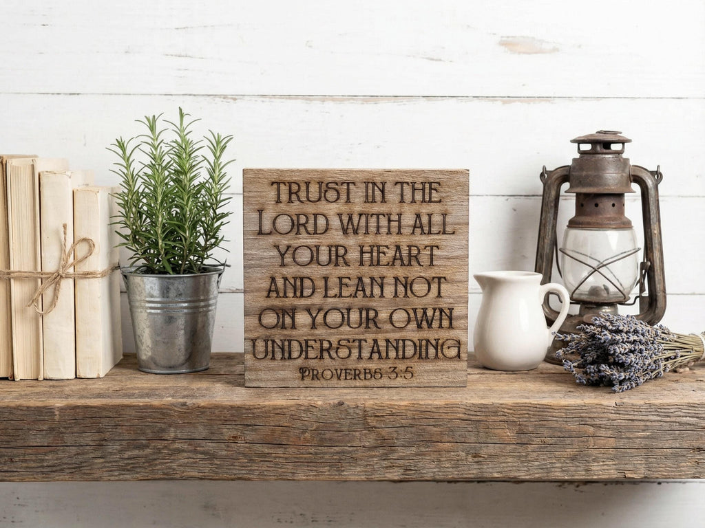 Proverbs 3:5 Freestanding Reclaimed Wood Bible Verse Sign