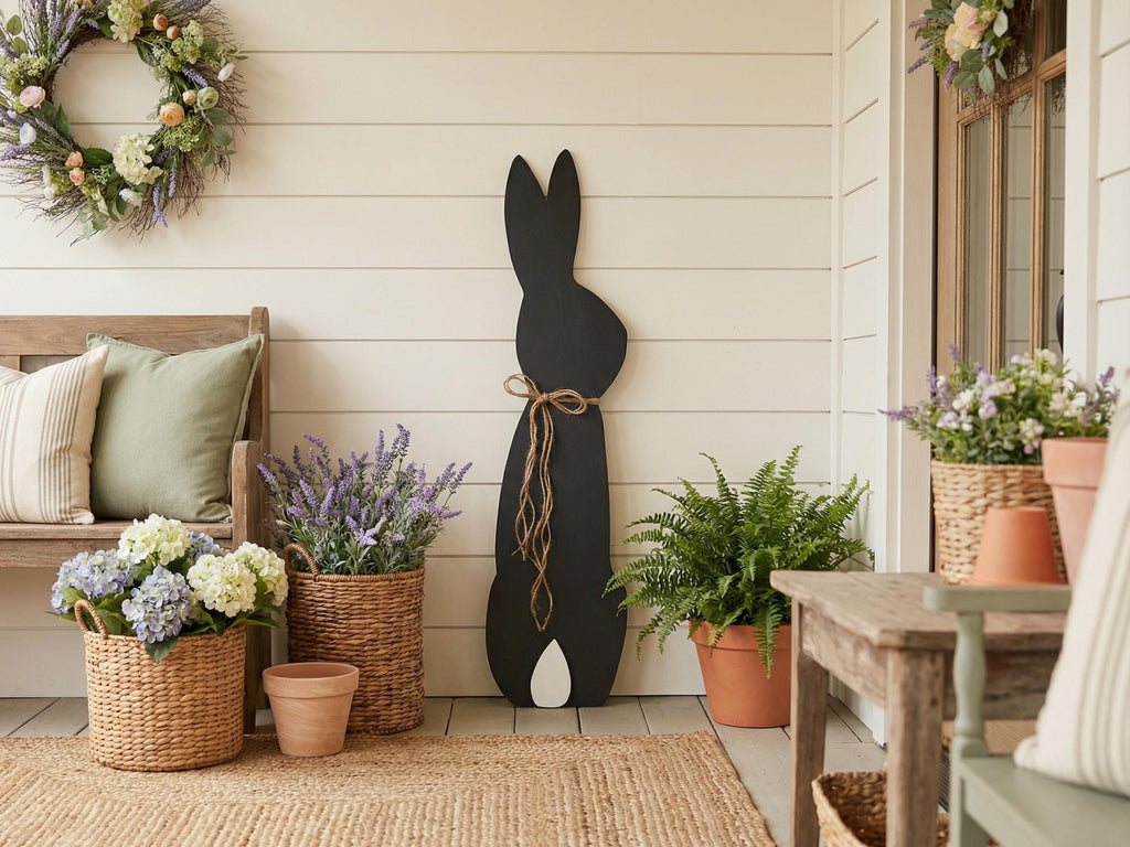 Black Bunny with a Jute Twine Bow