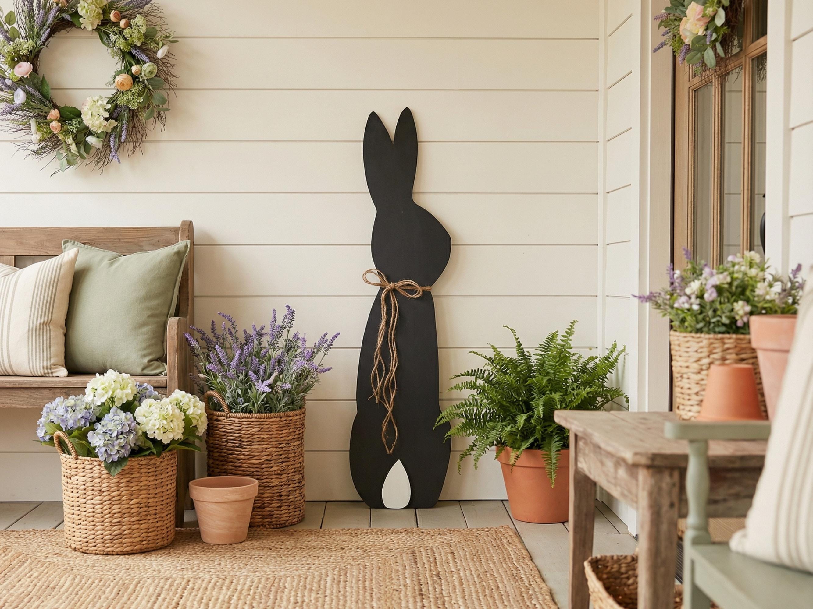 Black Bunny with a Jute Twine Bow