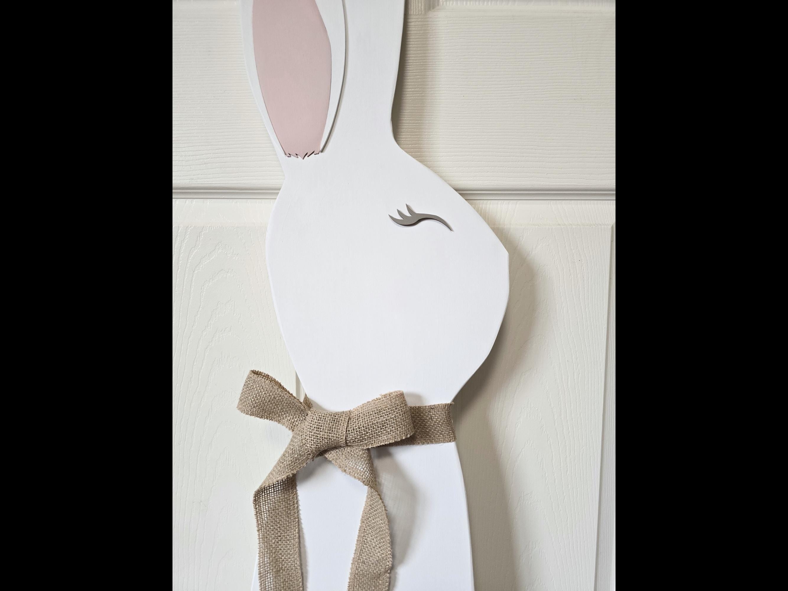 3D White Bunny with Burlap Bow