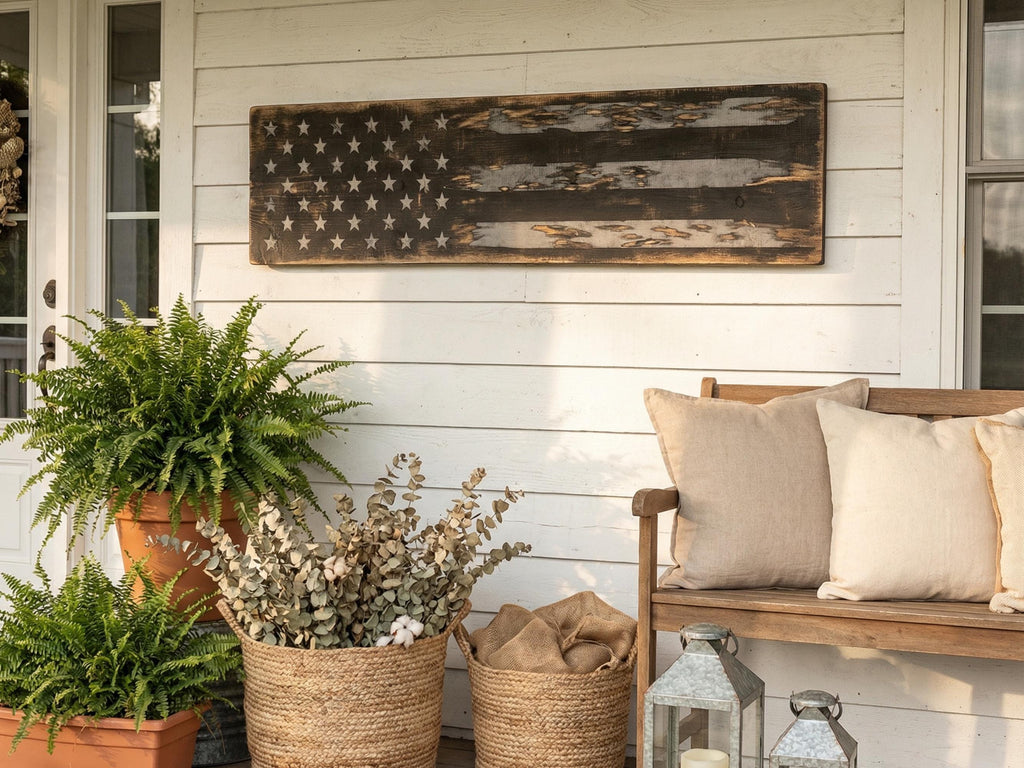 Solid Wood Subdued American Flag