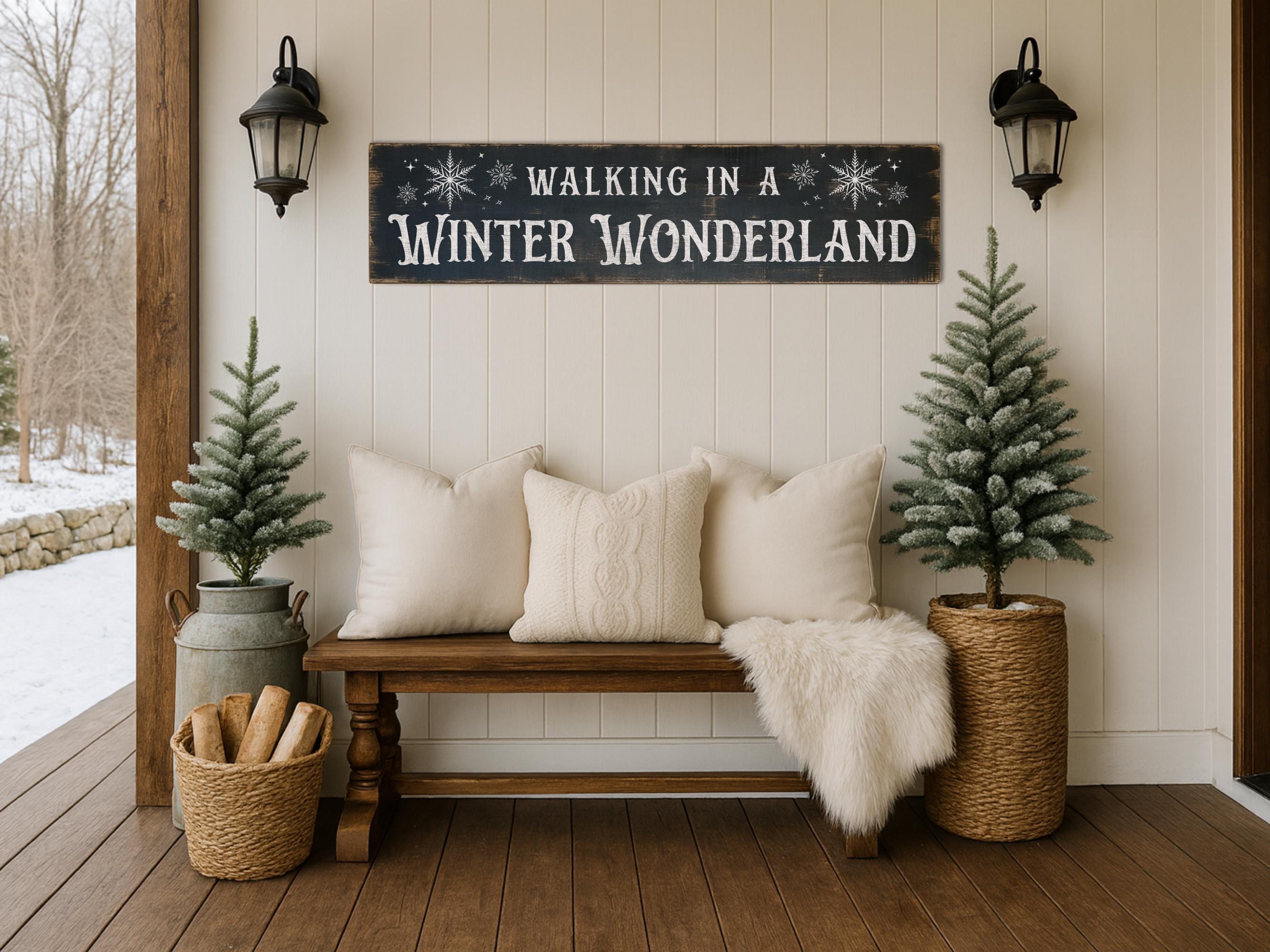 Walking in a Winter Wonderland Rustic Antique Style Wood Sign
