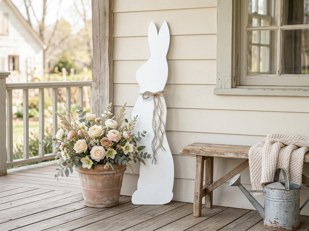 White Bunny with a Jute Twine Bow
