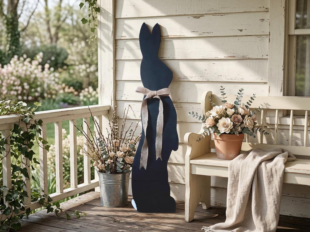 Black Bunny with a Burlap Bow