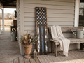 Rustic Thin Blue Line Wooden Flag Porch Leaner