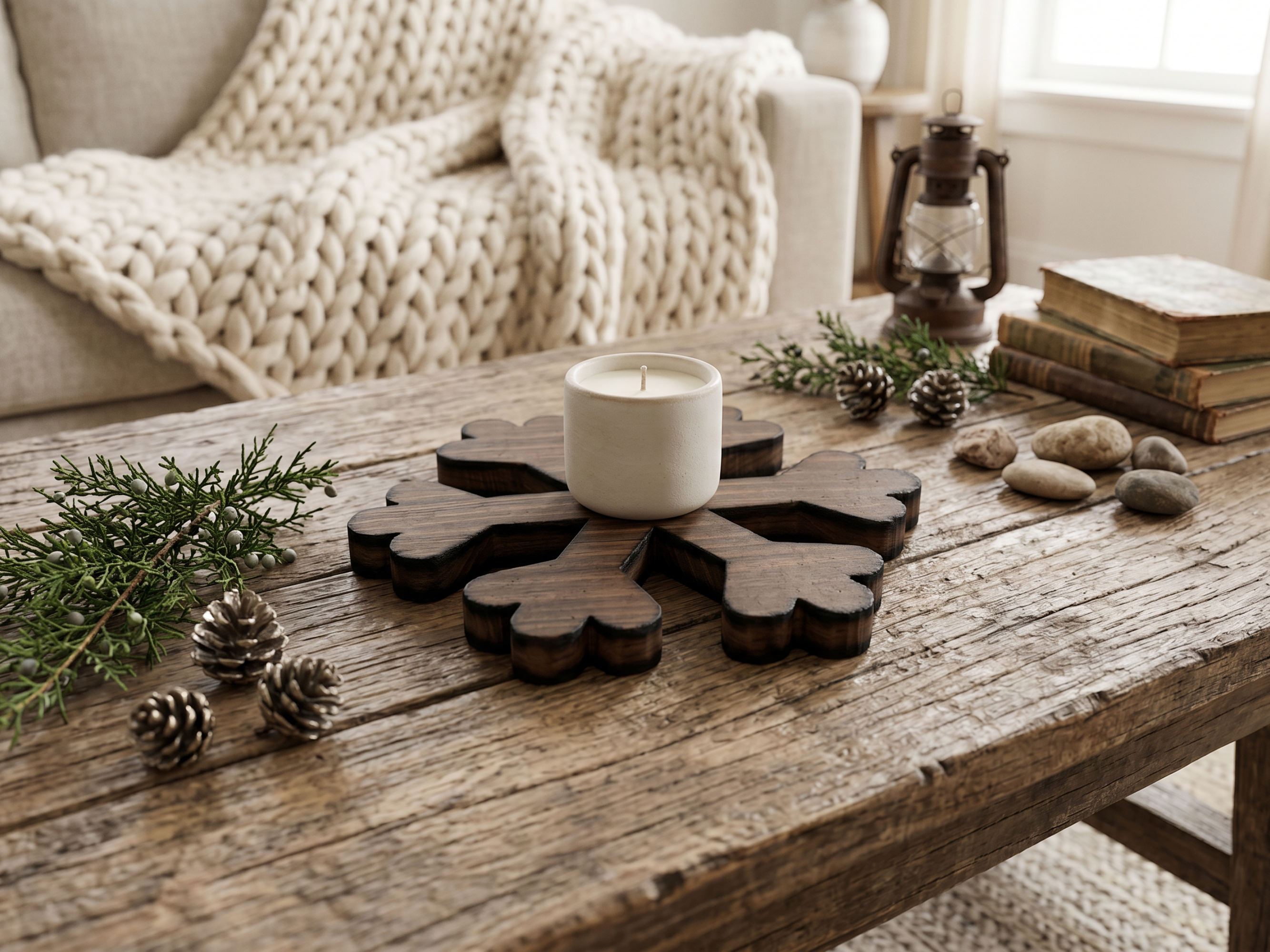 Reclaimed Wood Snowflake Risers