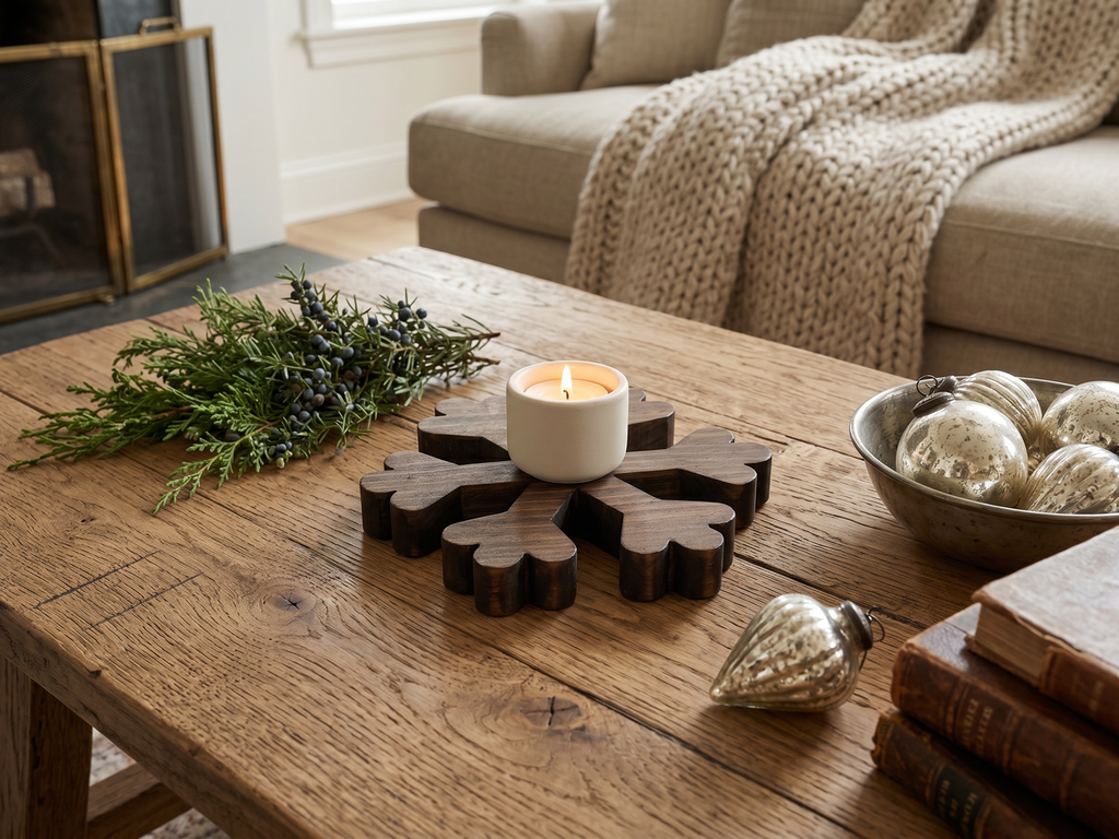 Reclaimed Wood Snowflake Risers