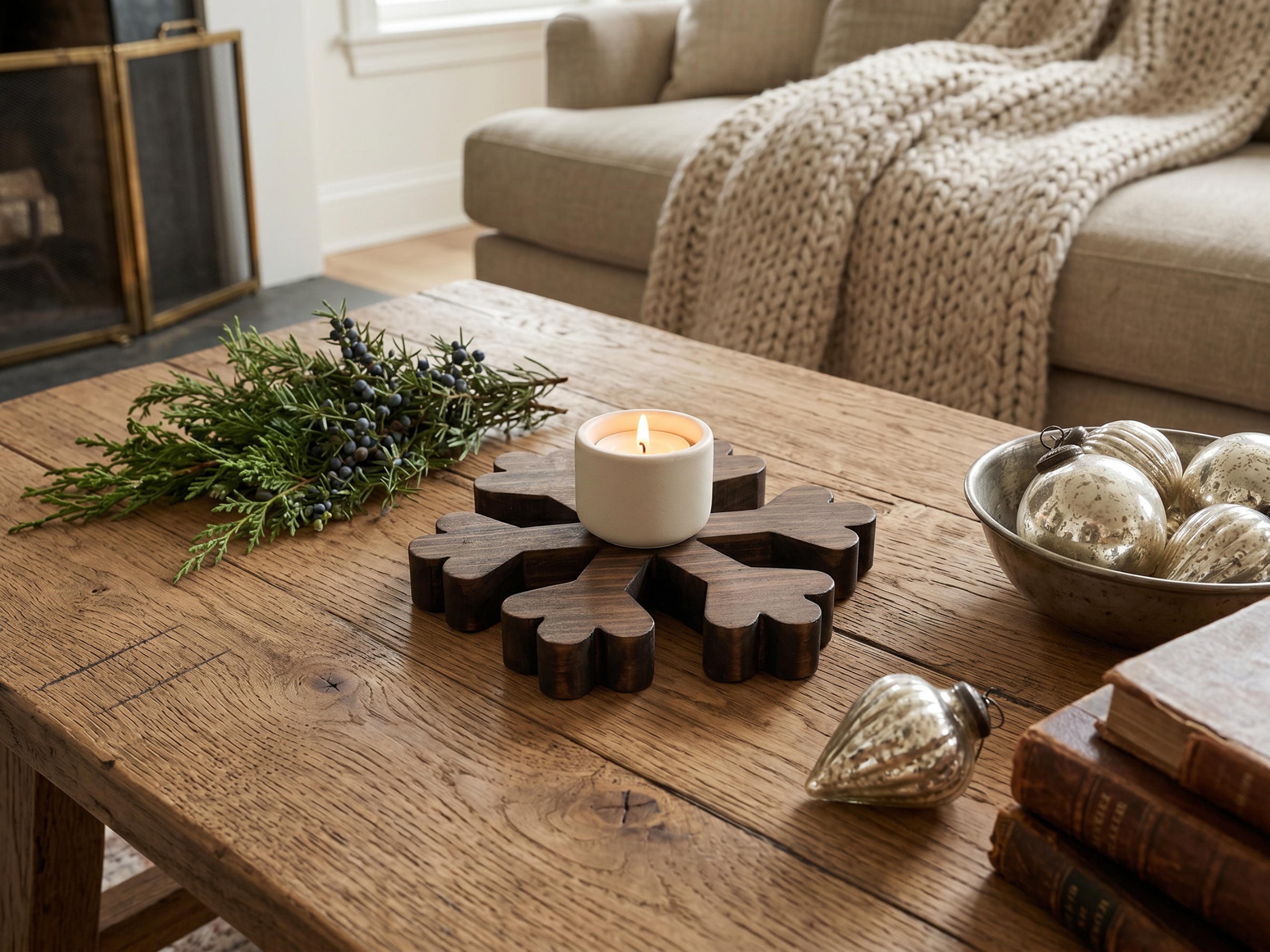 Reclaimed Wood Snowflake Risers