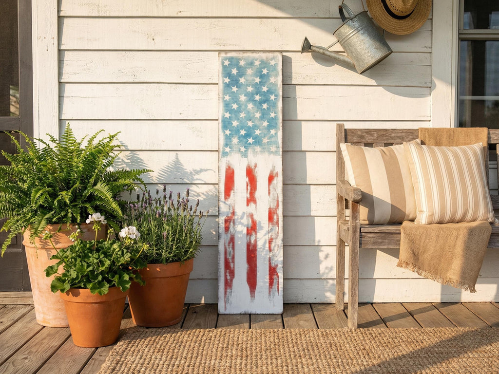 Antique Style Wooden American Flag