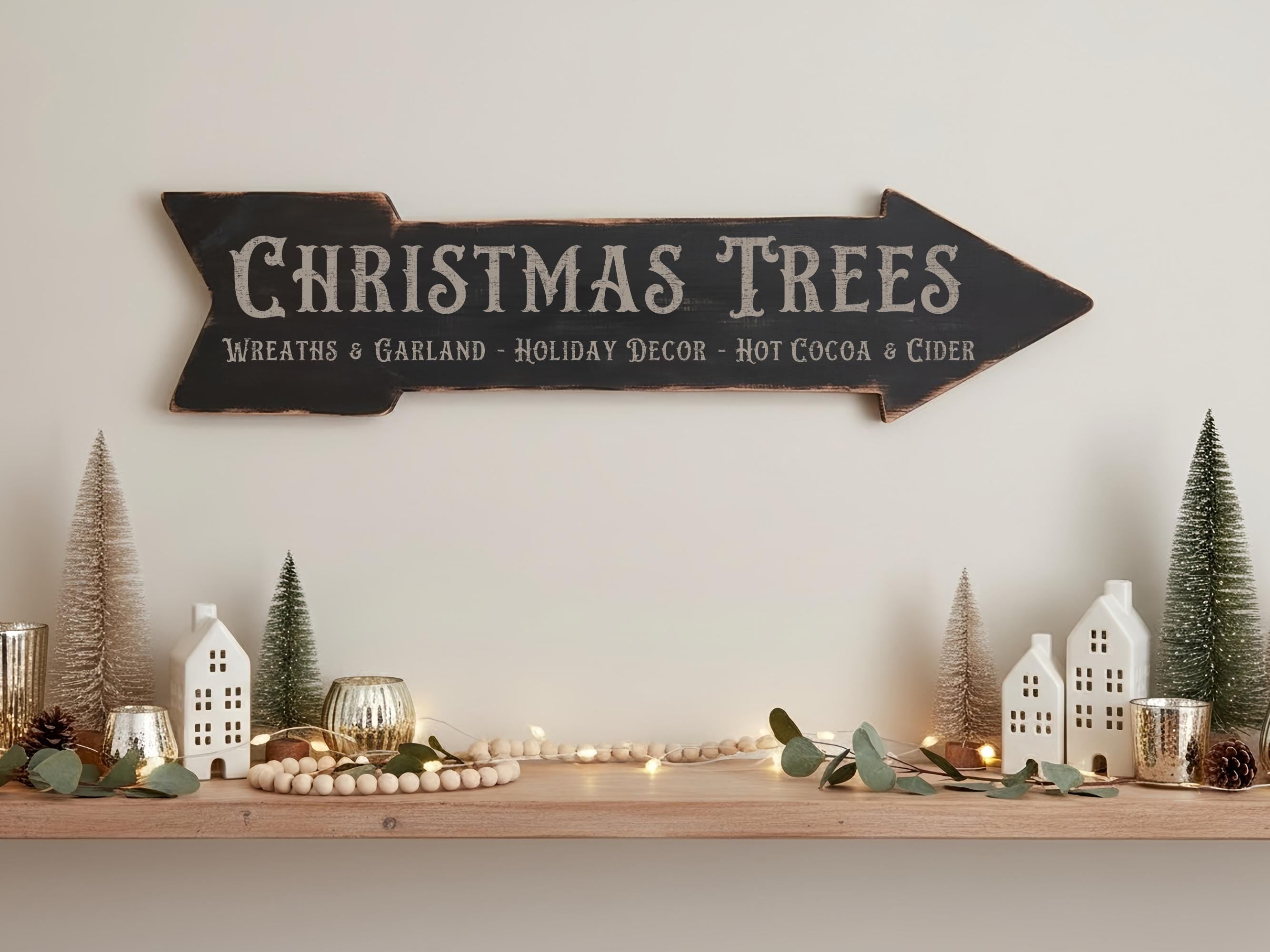 Rustic Christmas Trees Arrow Sign