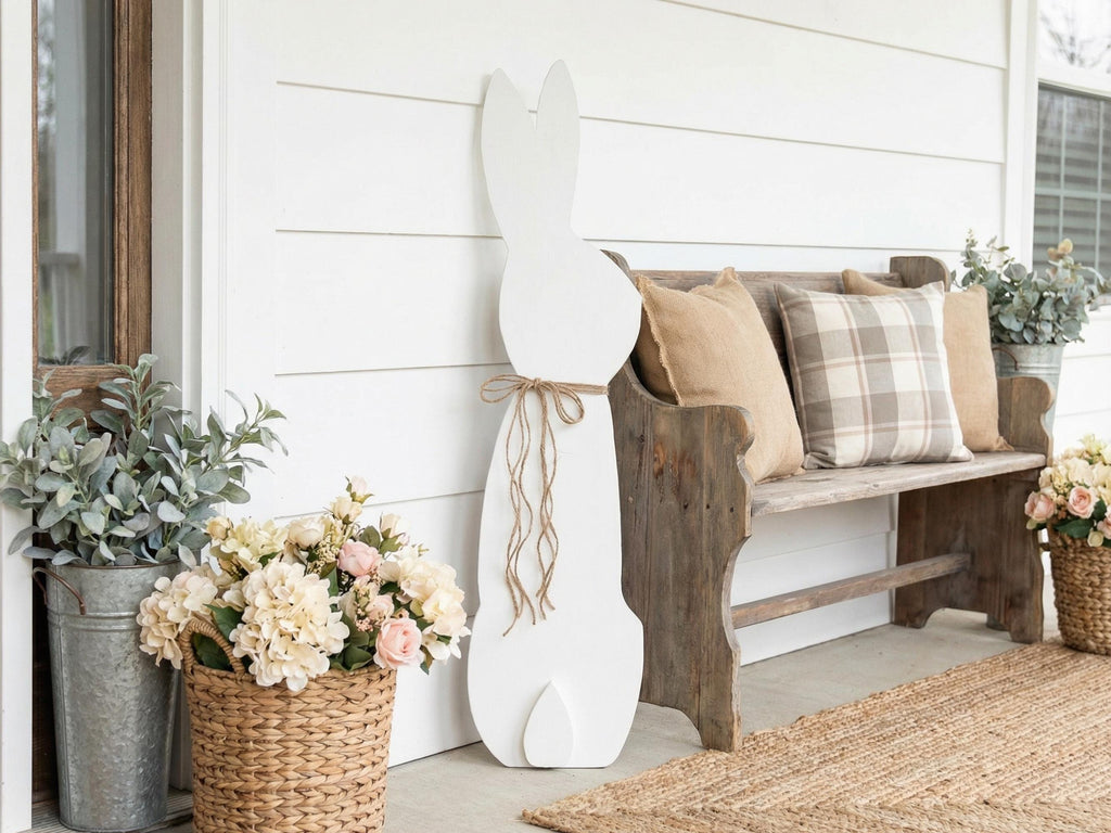 White Bunny with a Jute Twine Bow