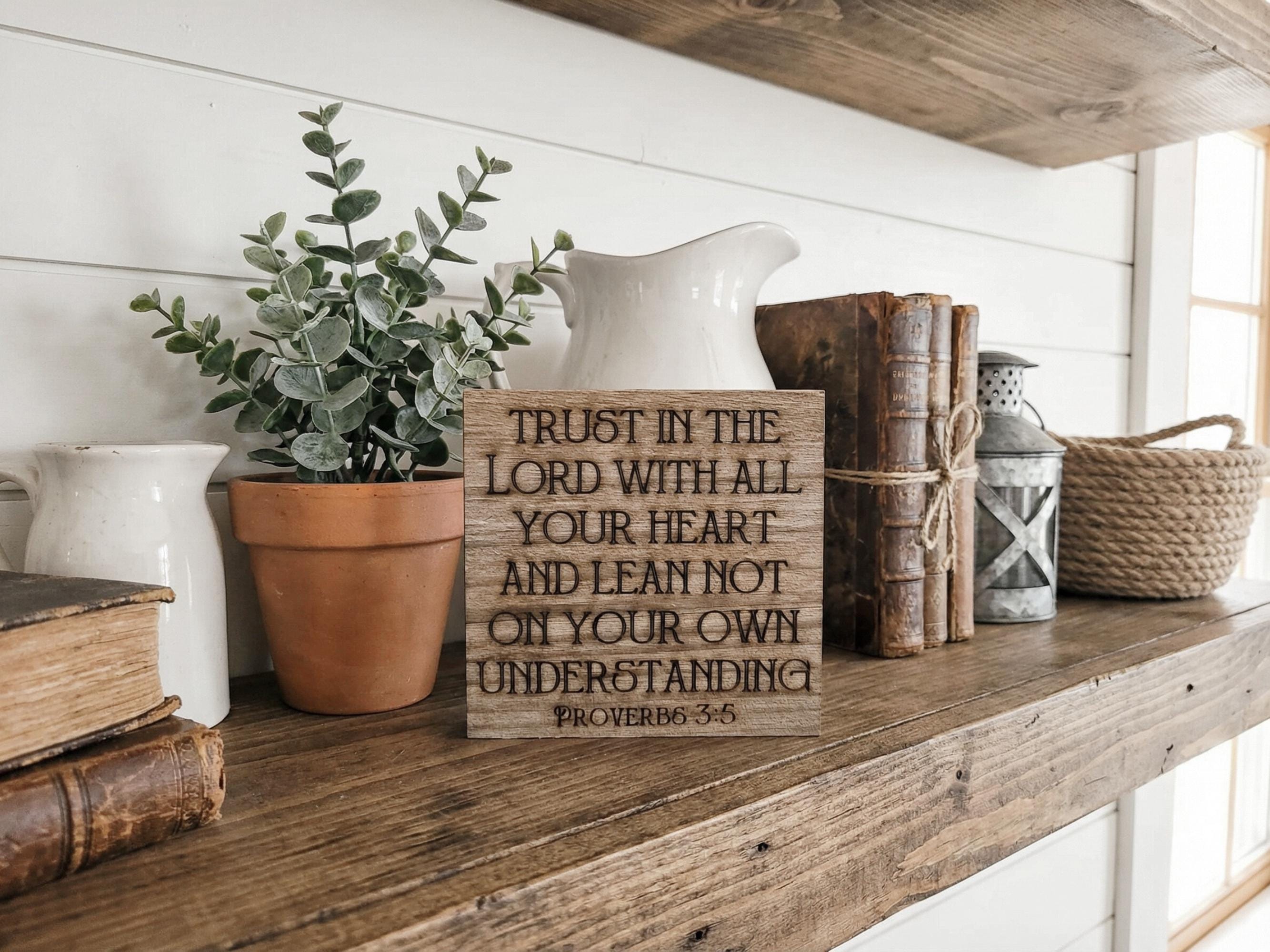 Proverbs 3:5 Freestanding Reclaimed Wood Bible Verse Sign