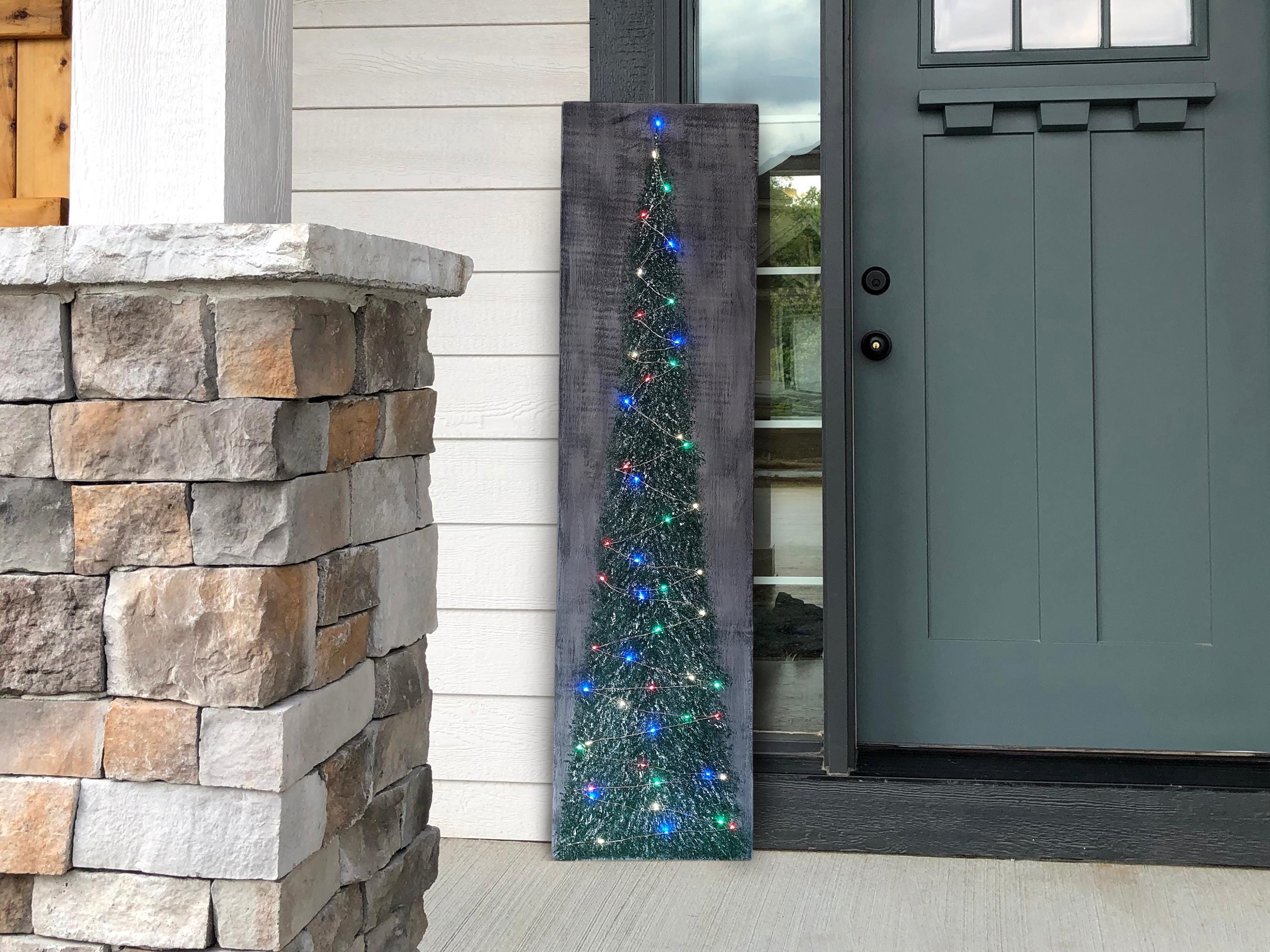 Original Christmas Tree Painting with Battery Powered Lights