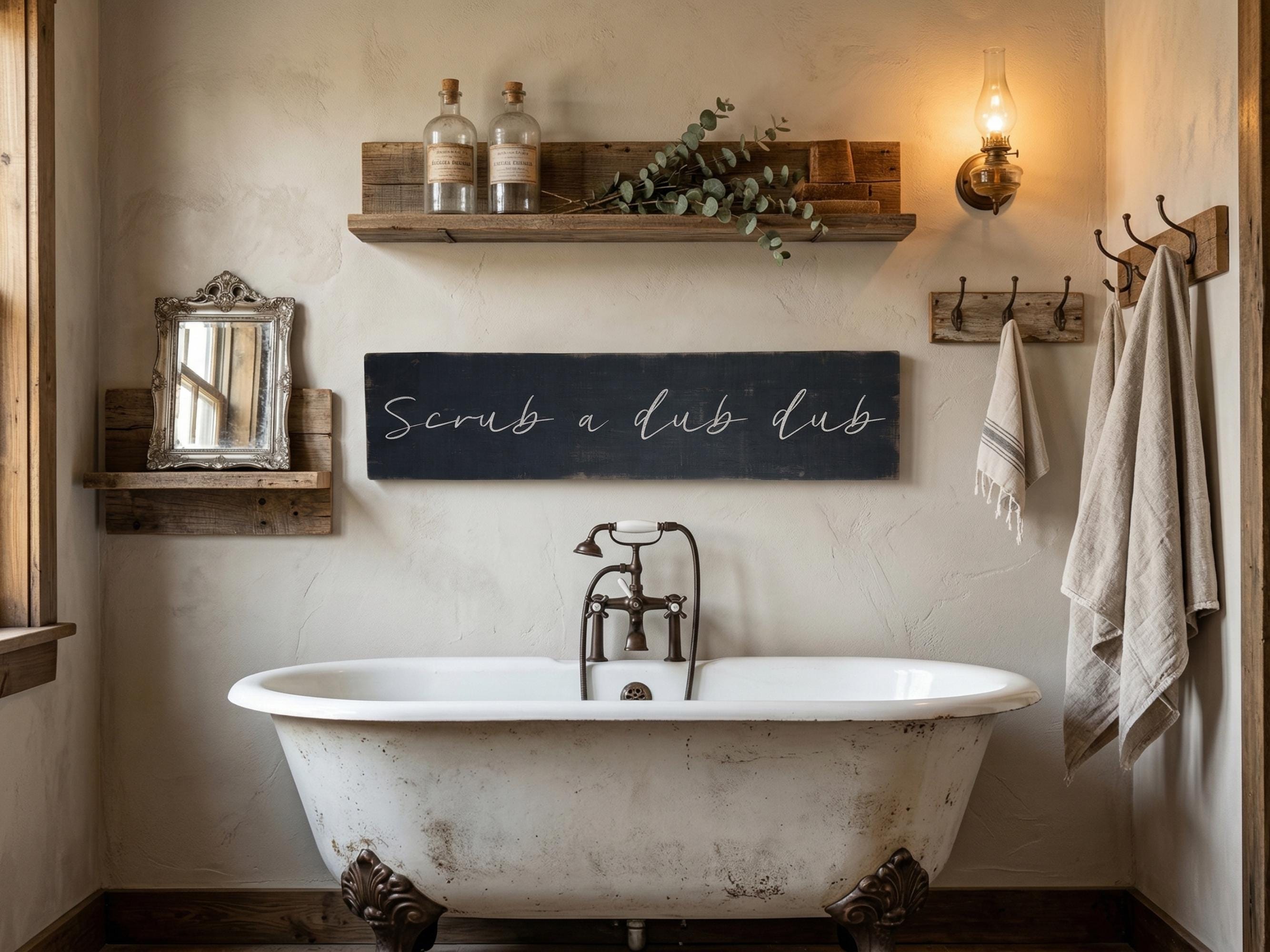 Antique Style Scrub a dub dub Sign