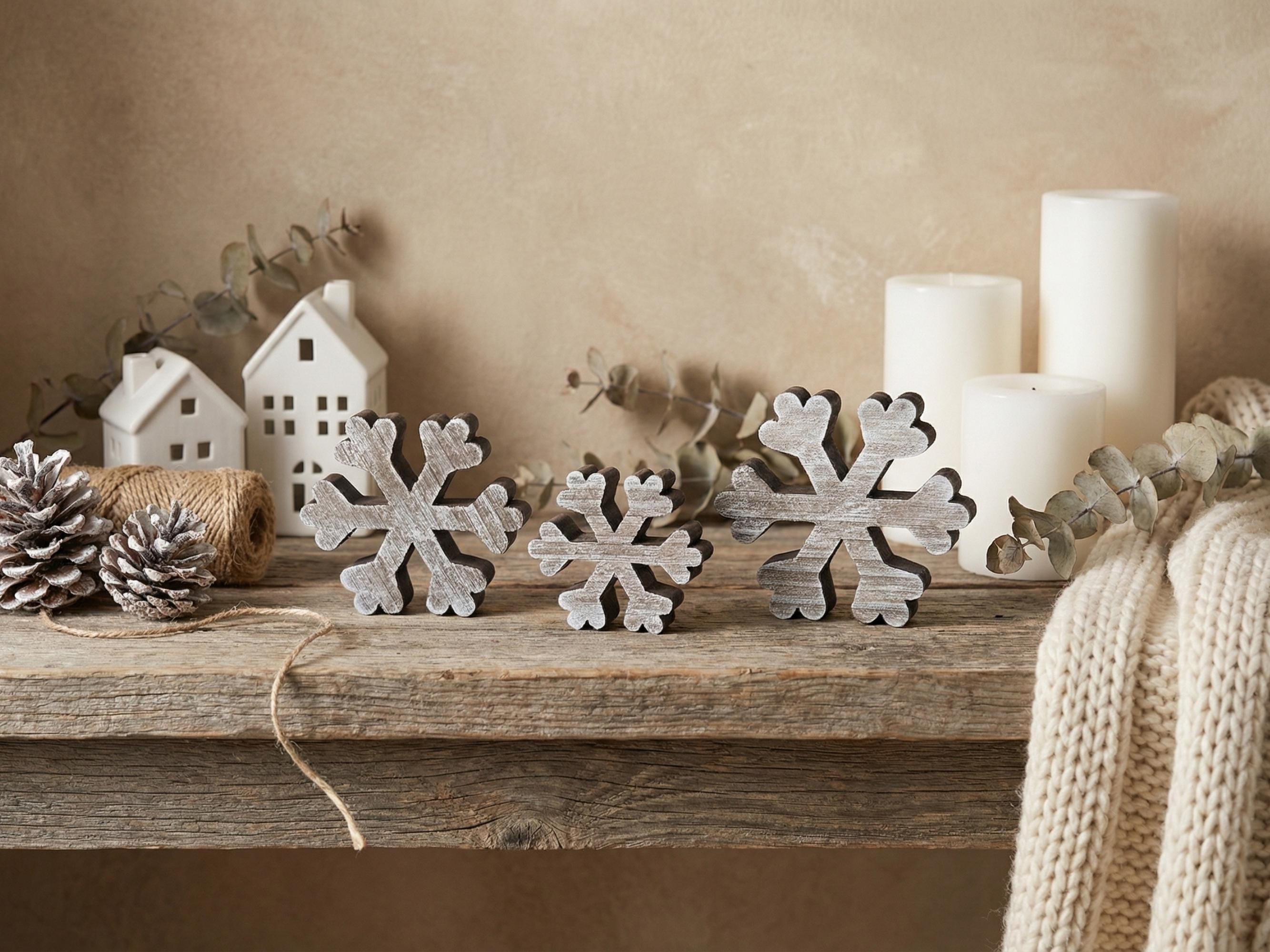 Whitewashed Reclaimed Wood Snowflakes