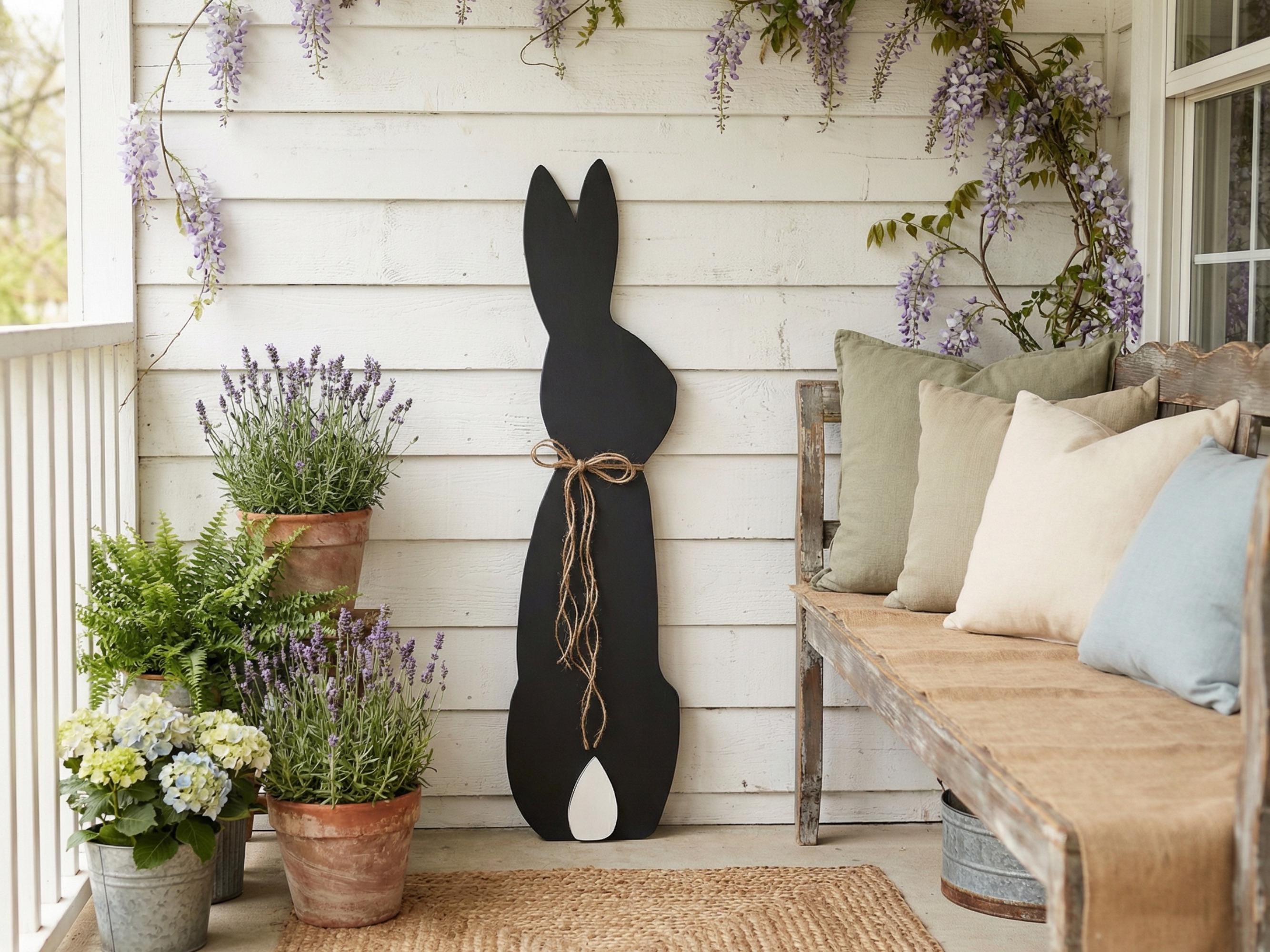 Black Bunny with a Jute Twine Bow