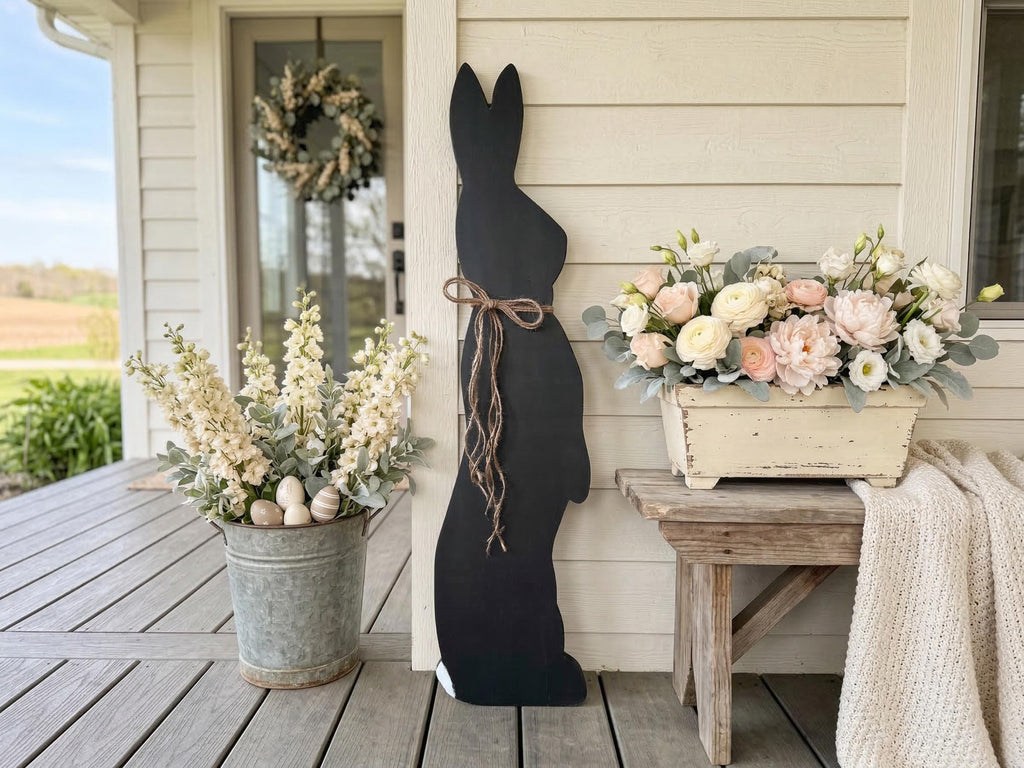 Black Bunny with a Jute Twine Bow