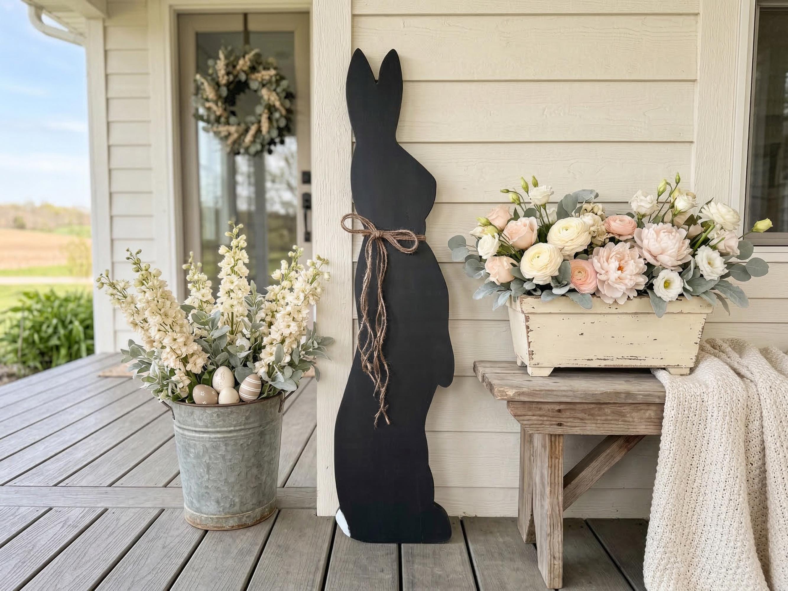 Black Bunny with a Jute Twine Bow