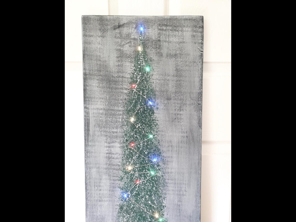 Original Christmas Tree Painting with Battery Powered Lights