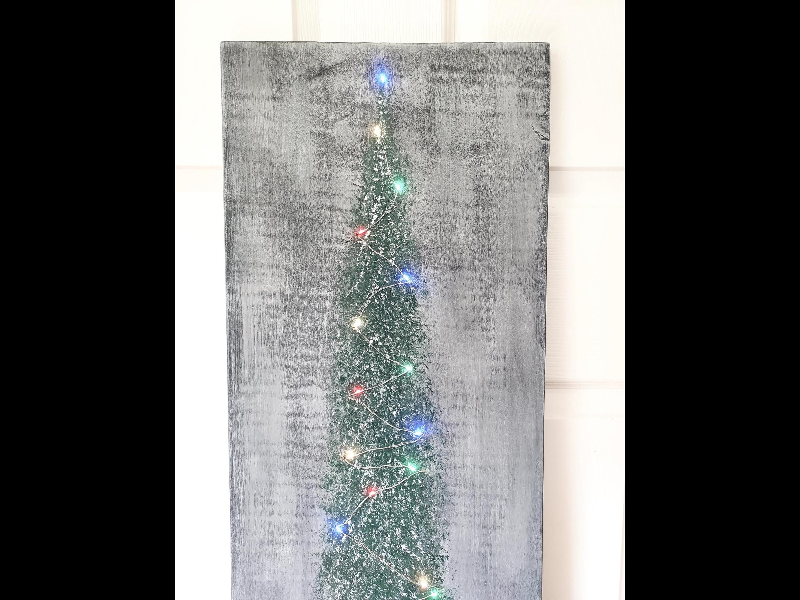 Original Christmas Tree Painting with Battery Powered Lights
