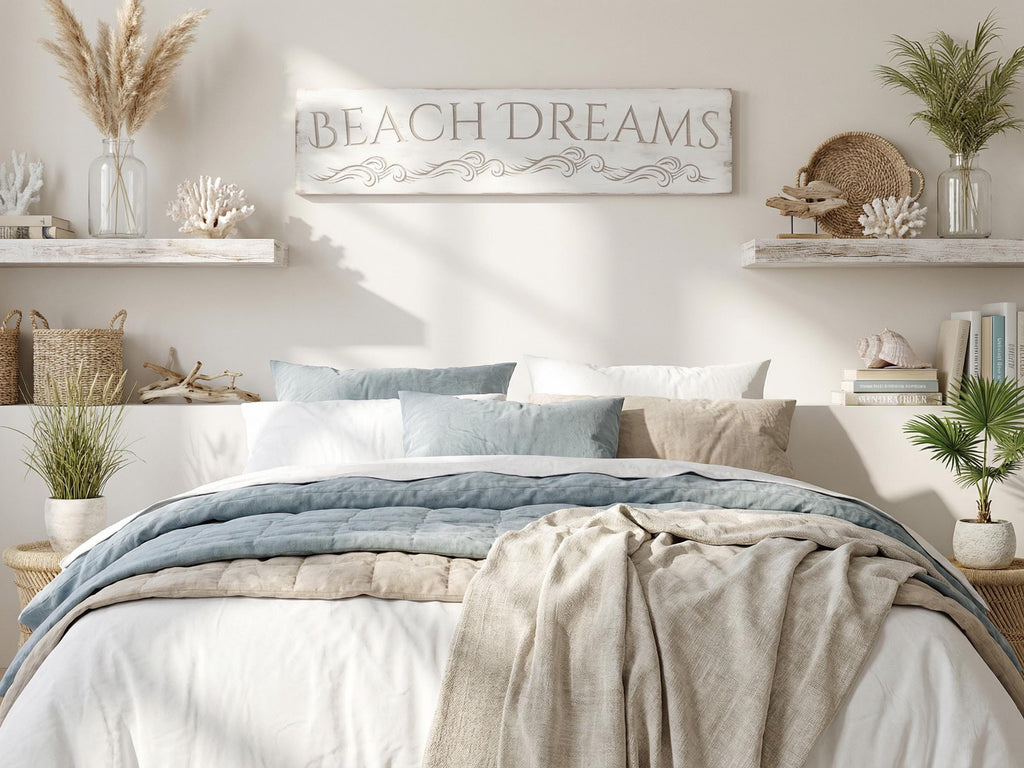 Beach Dreams Rustic Wood Sign with Waves