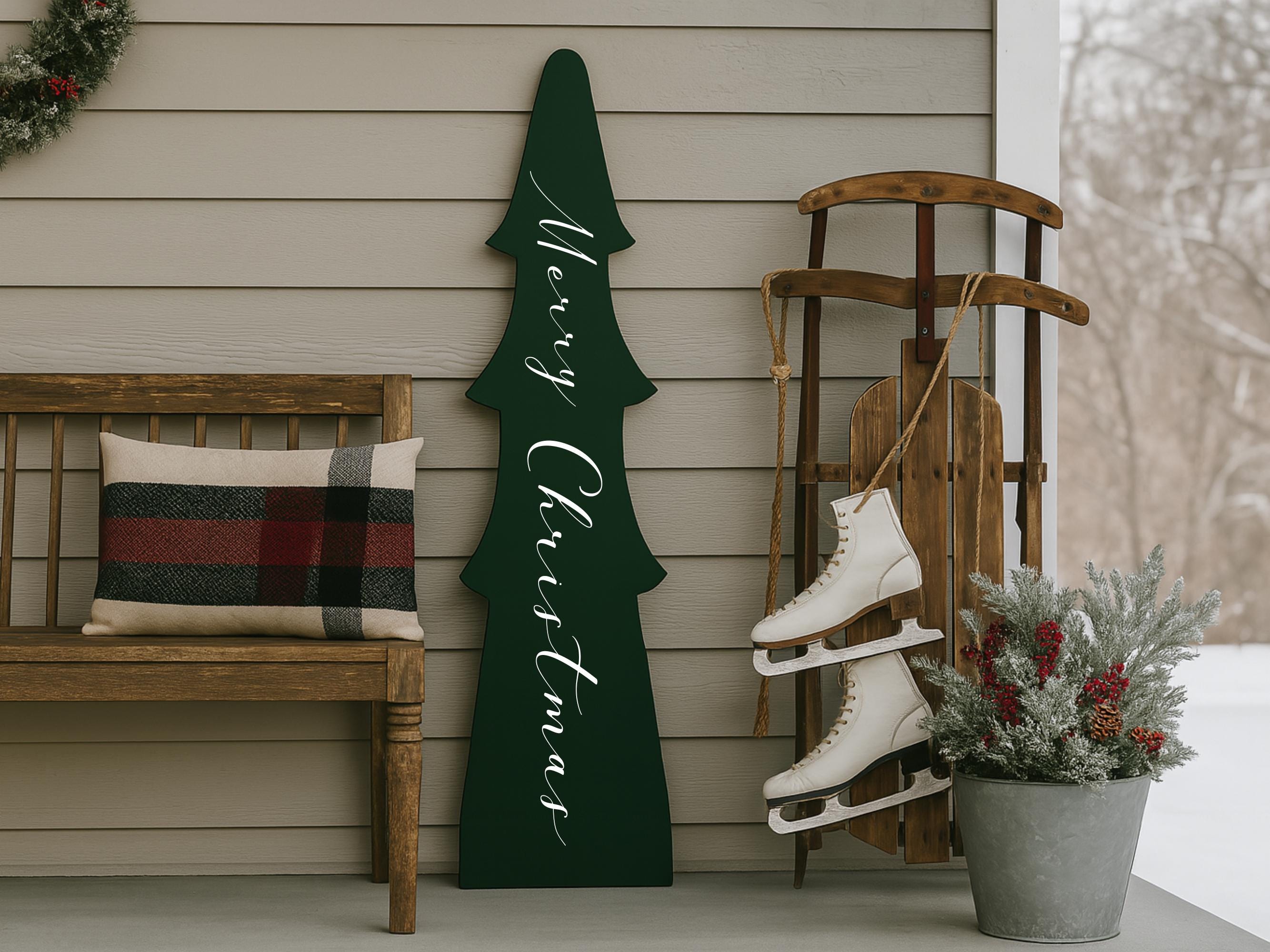 Porch Leaner Merry Christmas Tree