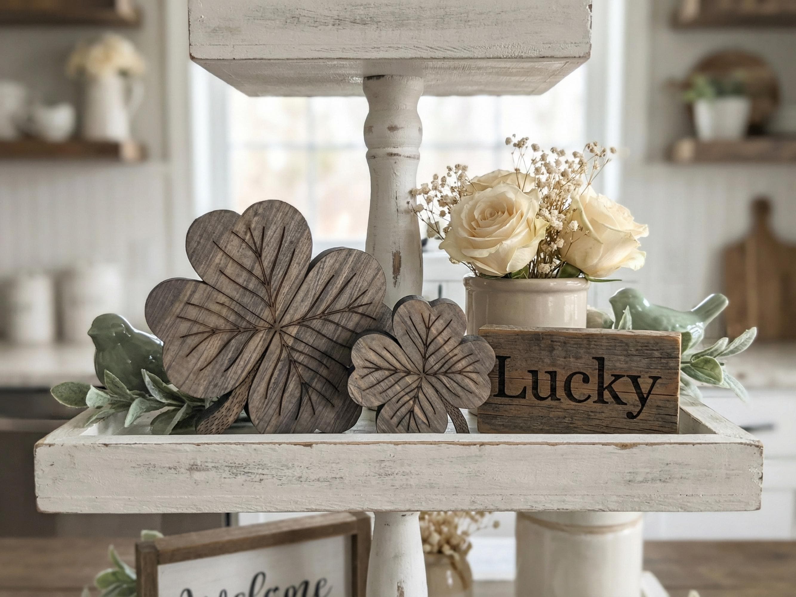 Reclaimed Wood 4 Leaf Shamrocks