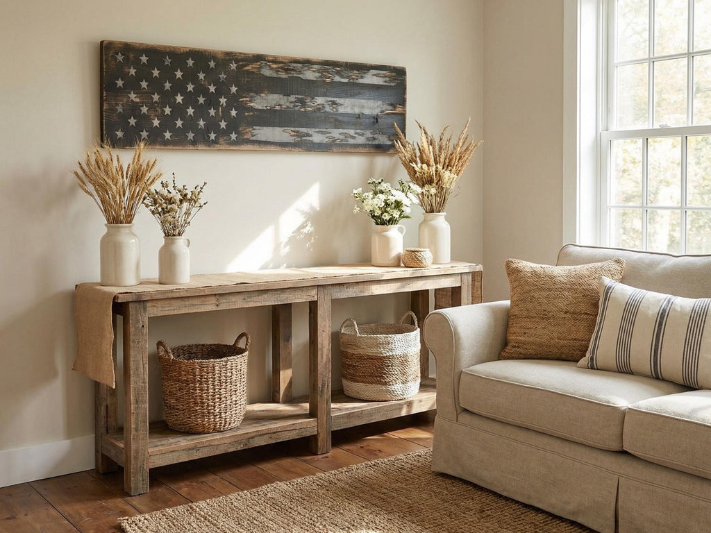 Solid Wood Subdued American Flag
