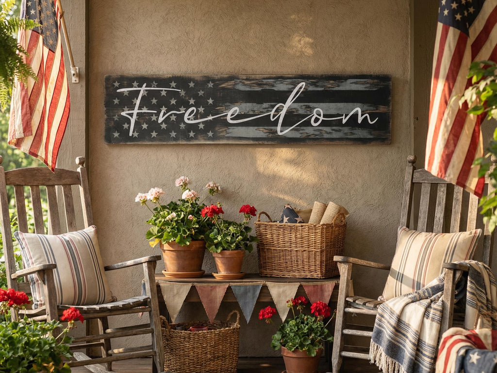Solid Wood Subdued American Flag - Freedom