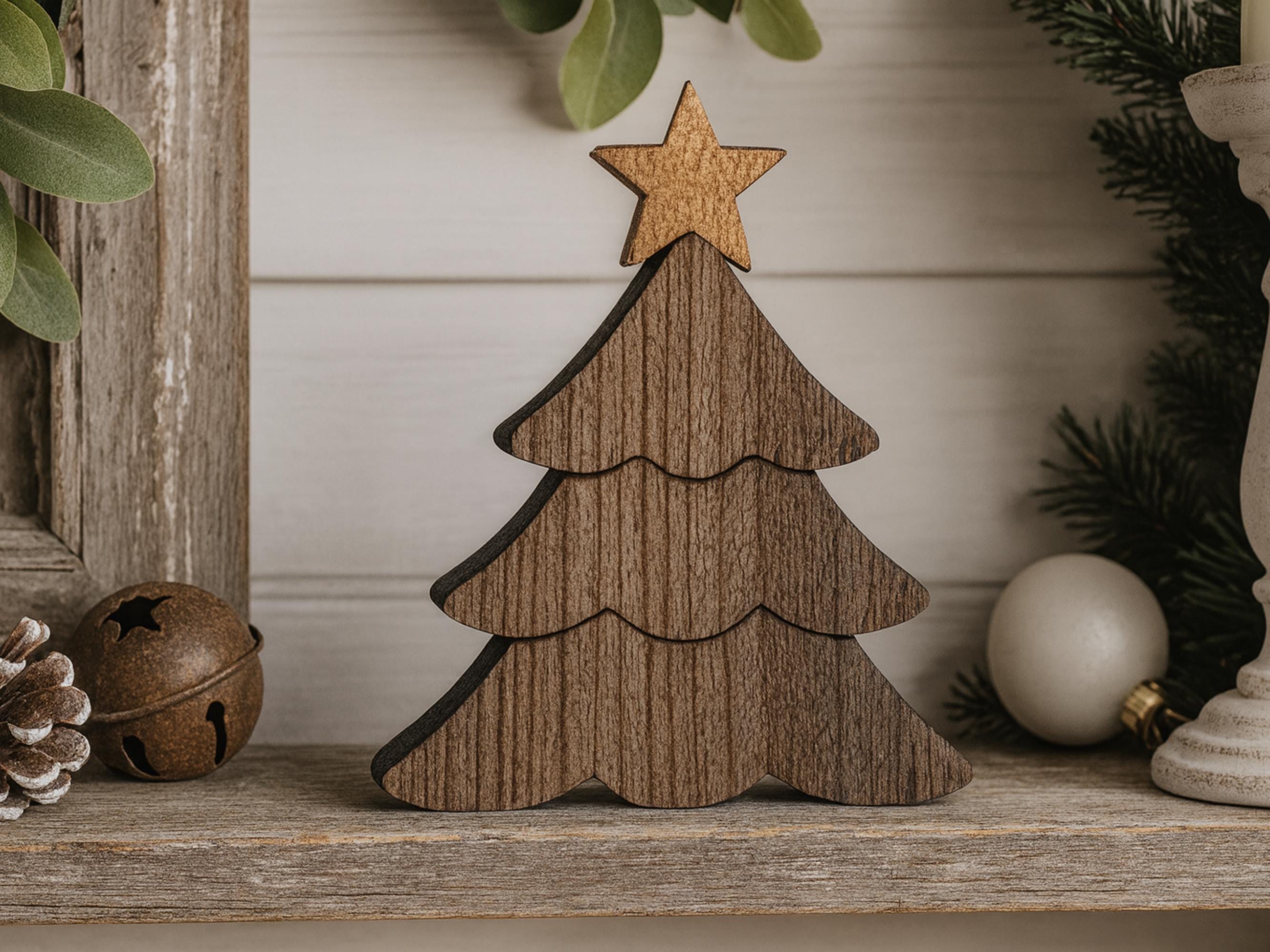Reclaimed Wood Christmas Tree with Gold Star
