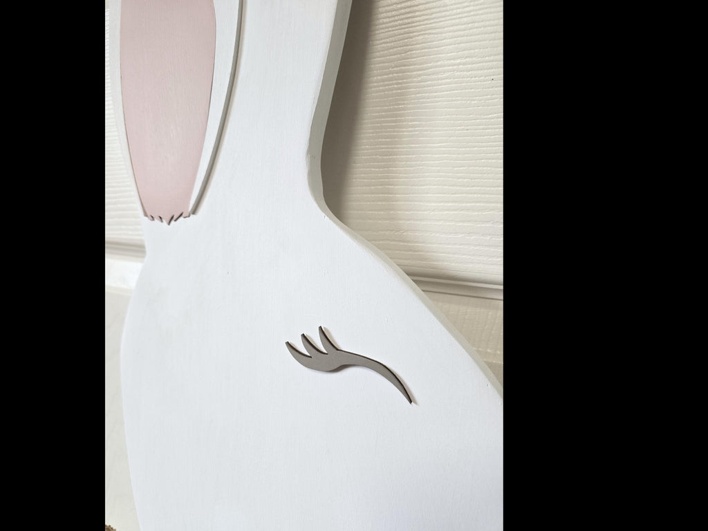 3D White Bunny with Burlap Bow