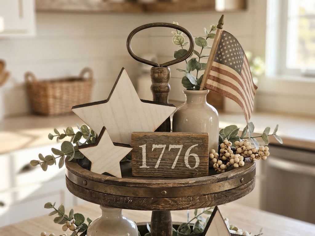Reclaimed Wood 1776 Sign & Rustic Wooden Stars