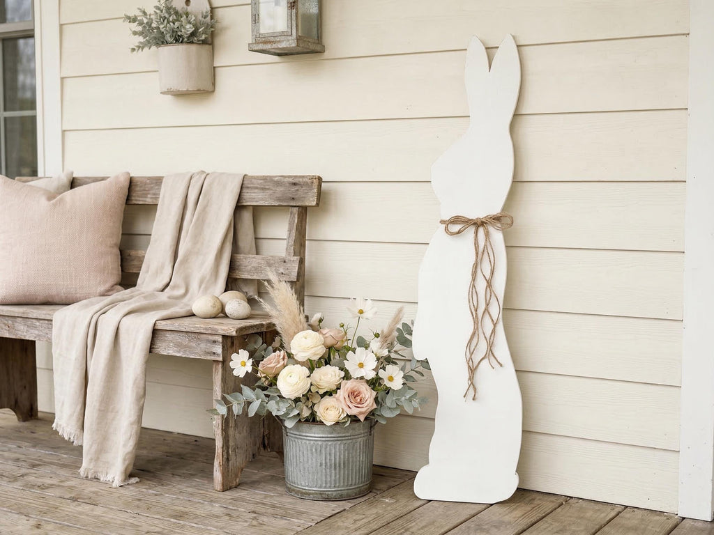 White Bunny with a Jute Twine Bow