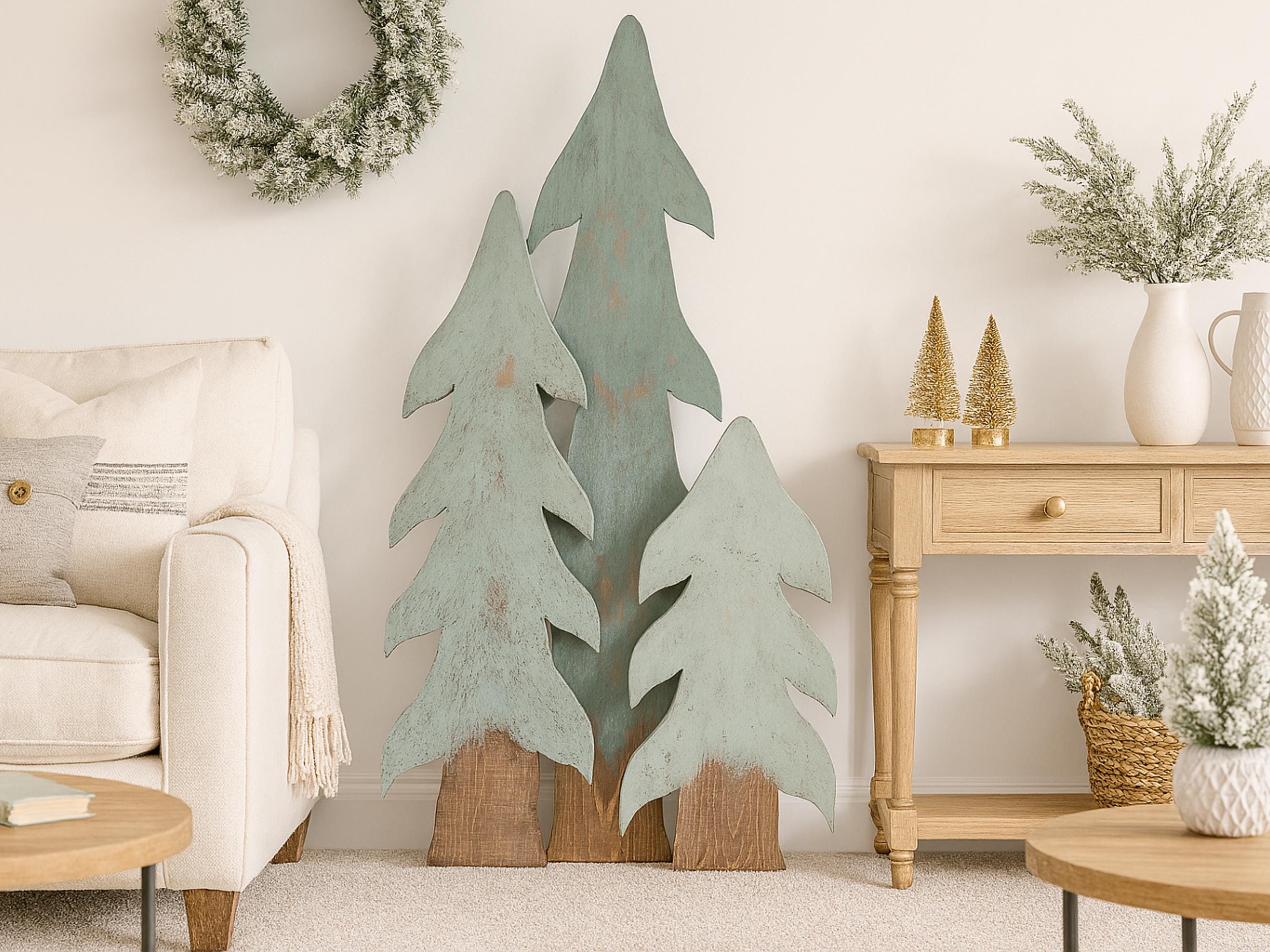 Rustic Wooden Christmas Trees with Vintage Charm!