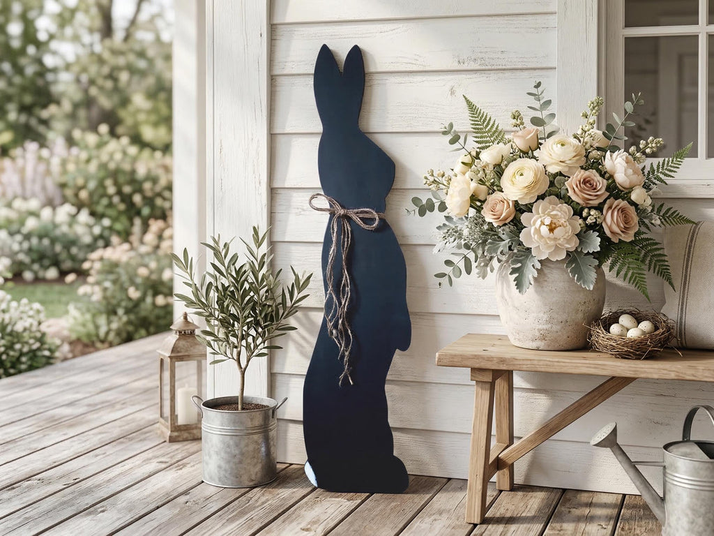Black Bunny with a Jute Twine Bow
