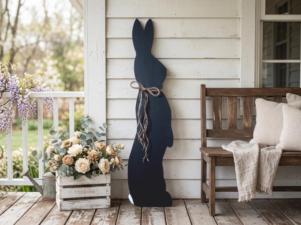 Black Bunny with a Jute Twine Bow