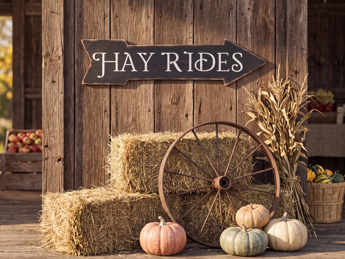 Arrow Shaped Hay Rides Sign