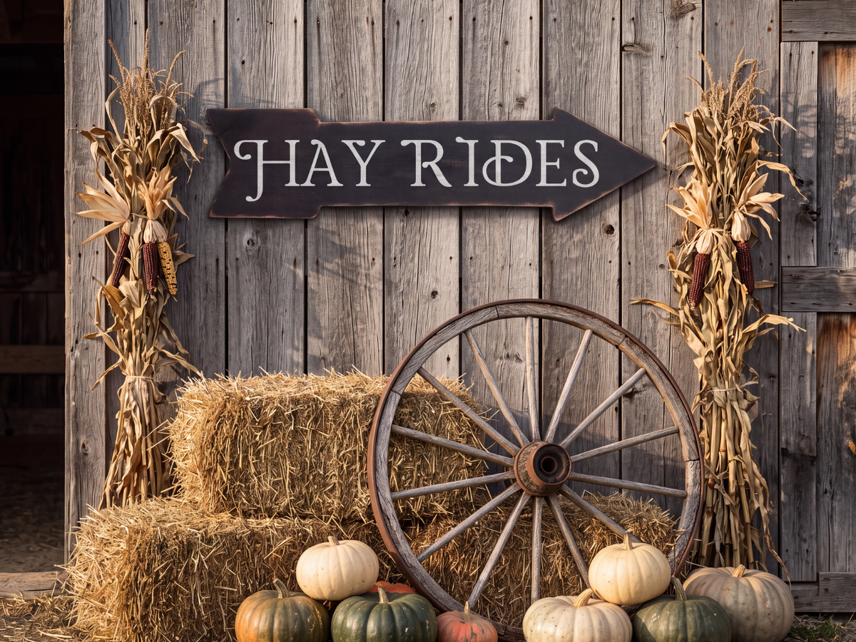 Arrow Shaped Hay Rides Sign