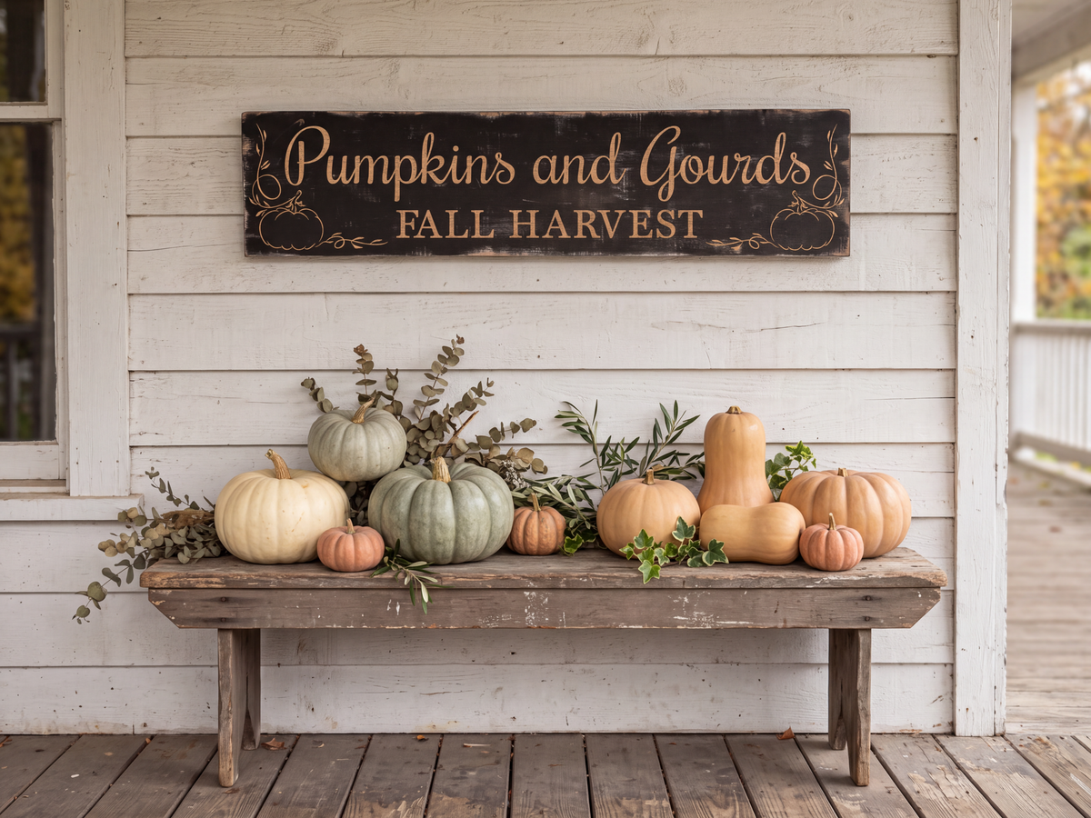 Pumpkins and Gourds Fall Harvest Sign