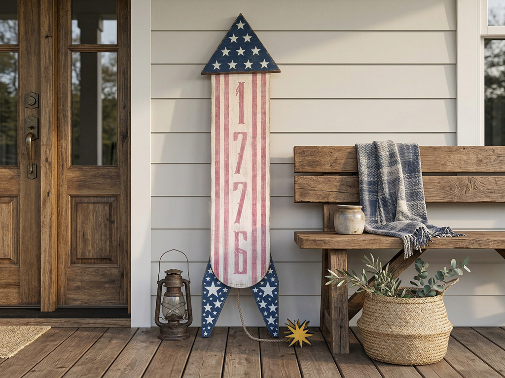 Antique Style 1776 Wooden Rocket Firework for Americas 250th Anniversary