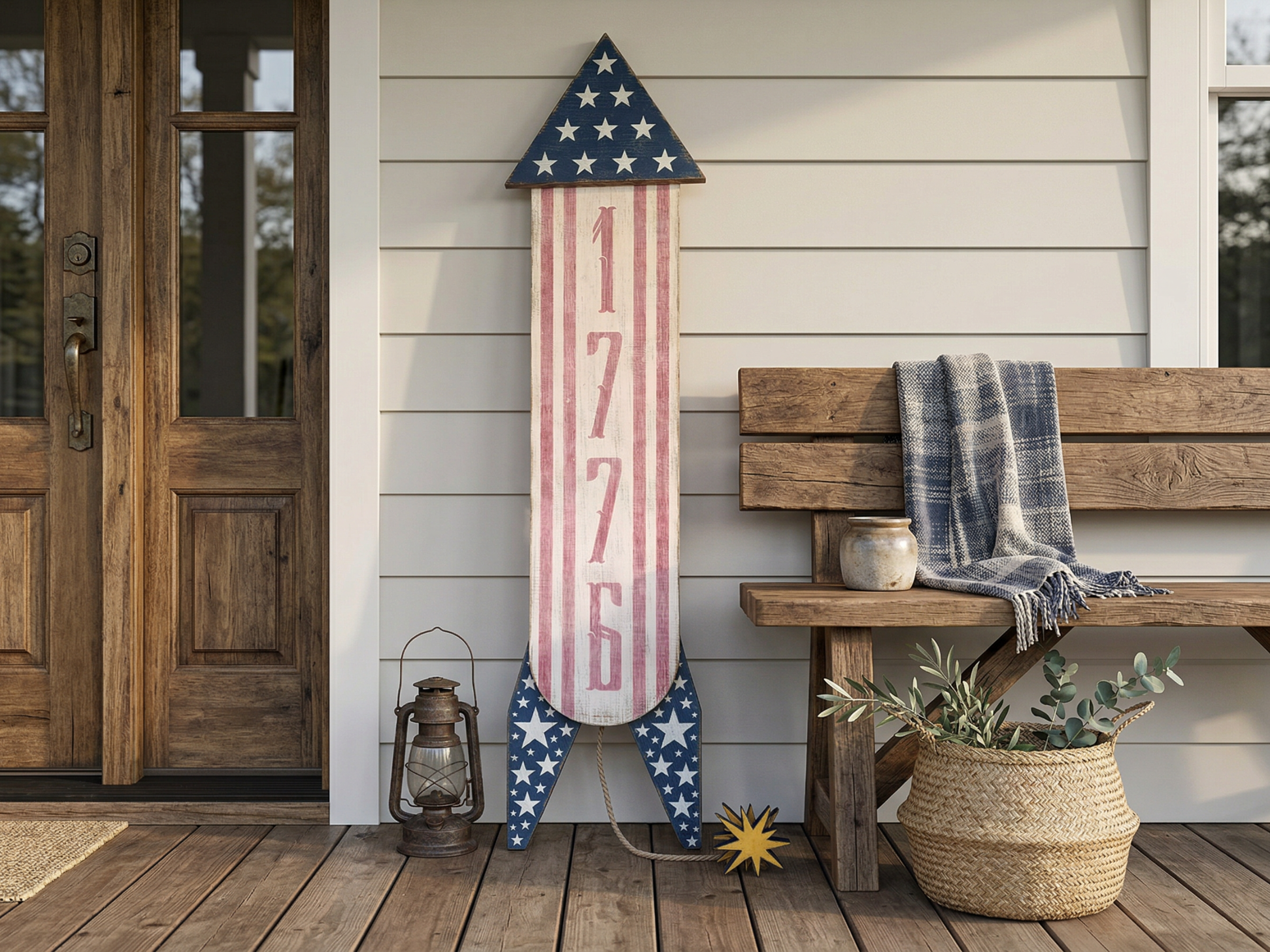 Antique Style 1776 Wooden Rocket Firework for Americas 250th Anniversary