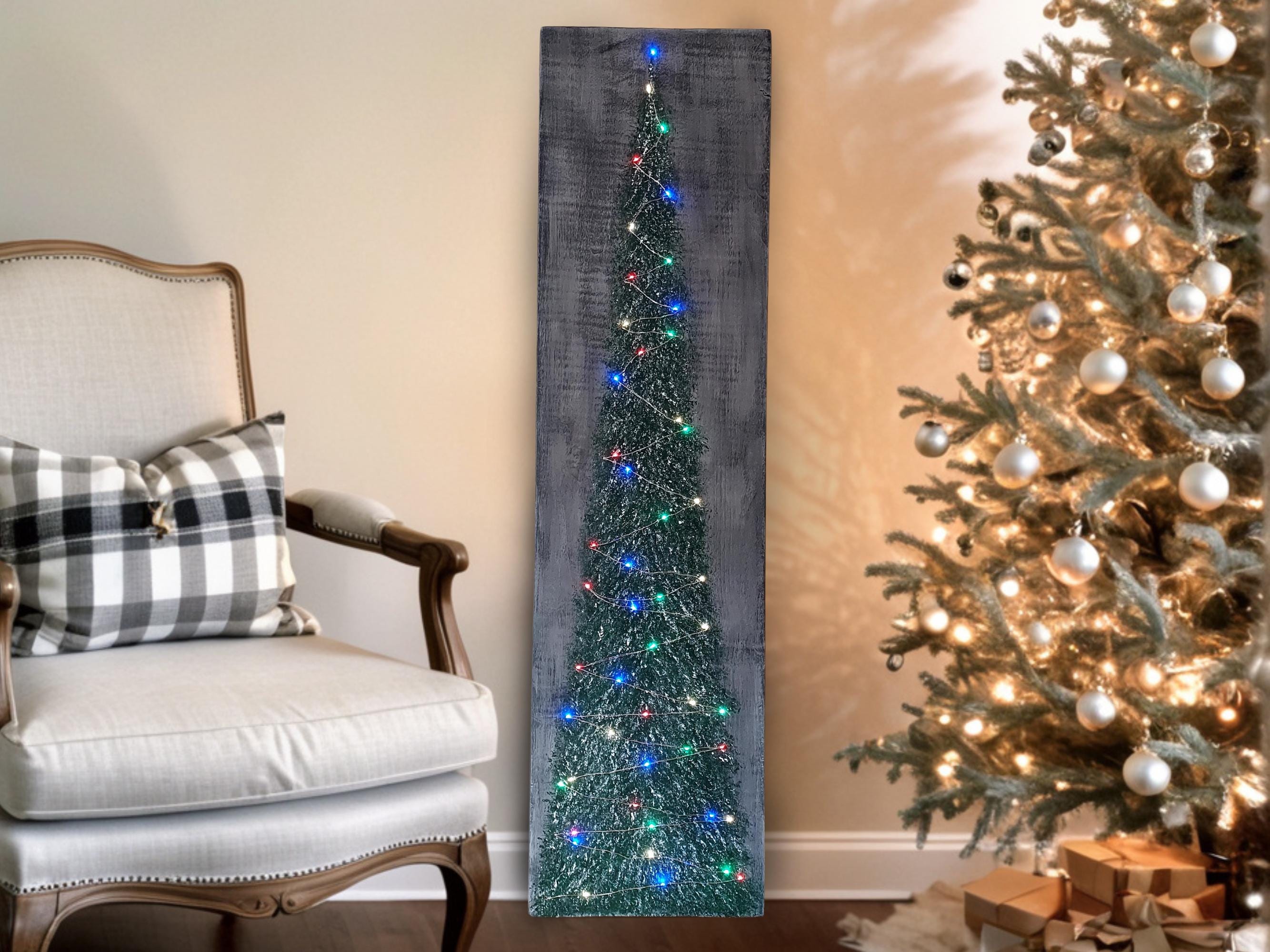 Original Christmas Tree Painting with Battery Powered Lights
