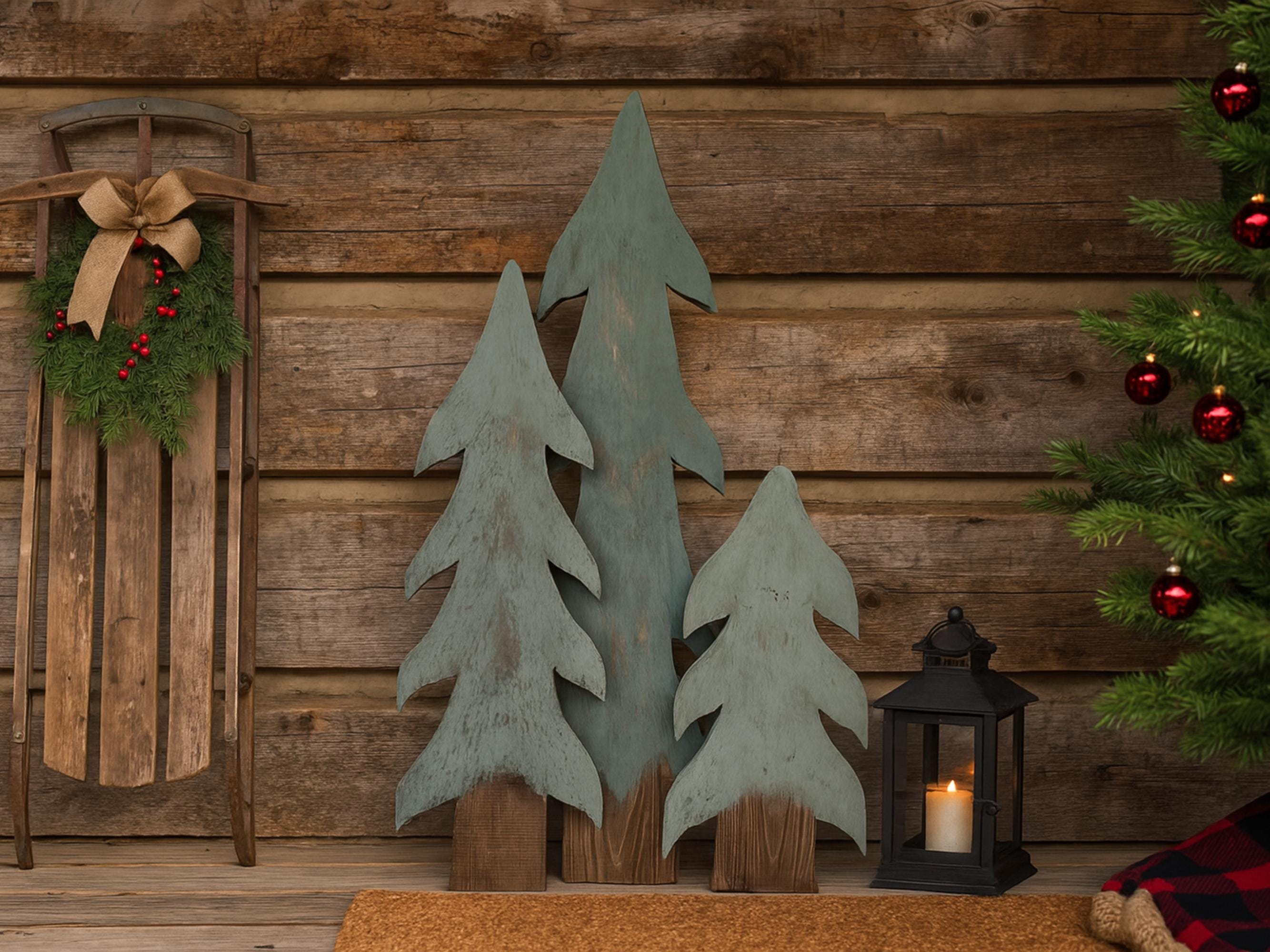 Rustic Wooden Christmas Trees with Vintage Charm!