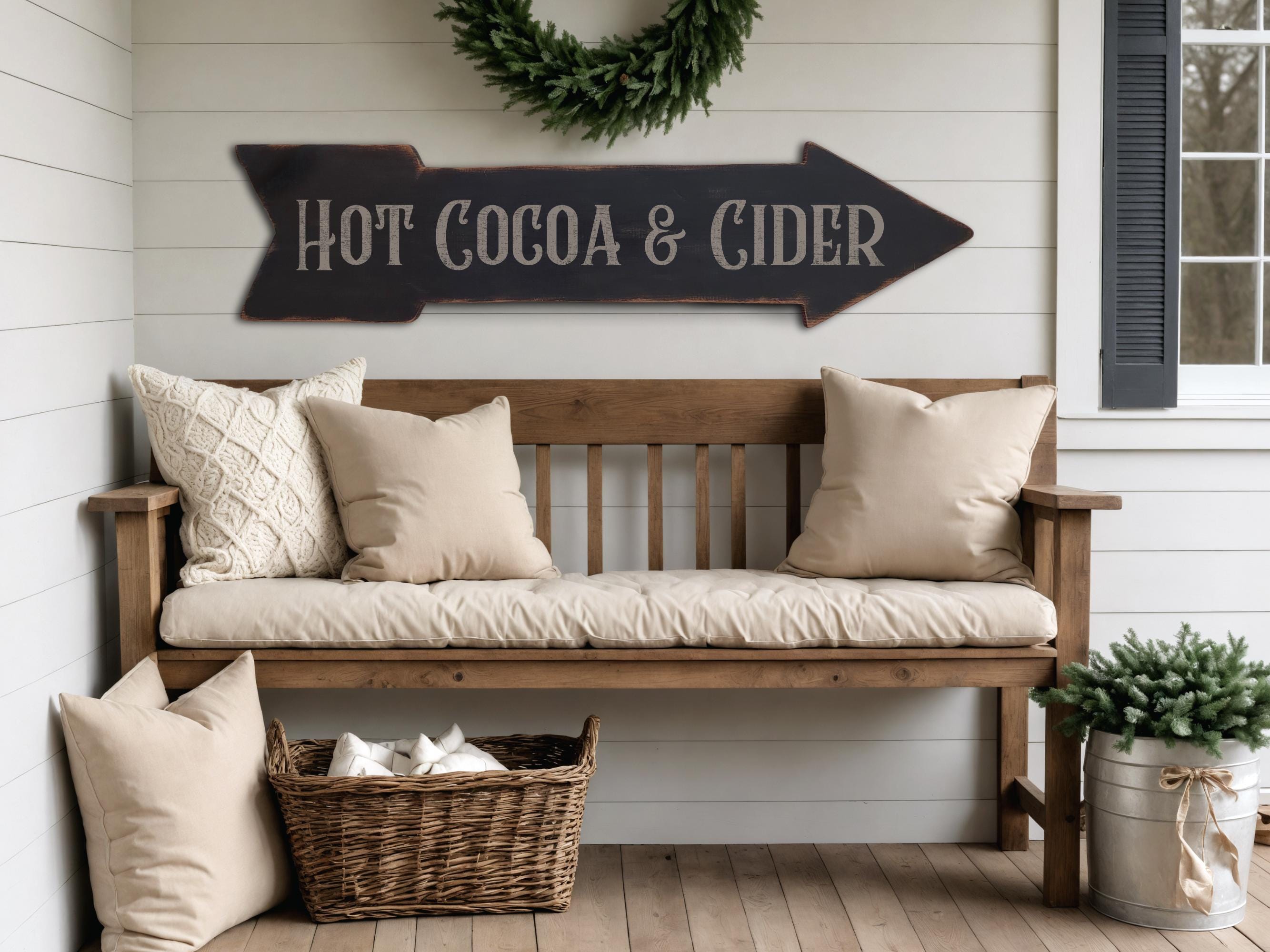 Antique Style Hot Cocoa & Cider Arrow Sign