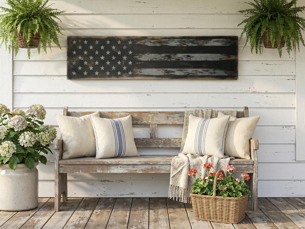 Solid Wood Subdued American Flag